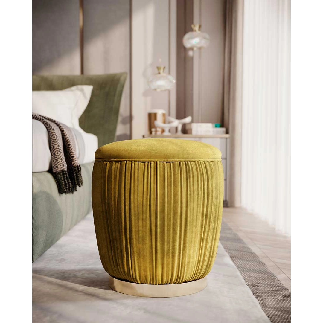 /storage/Luxury brass Blossom Stool with polished brass finish, Art Deco-inspired design.