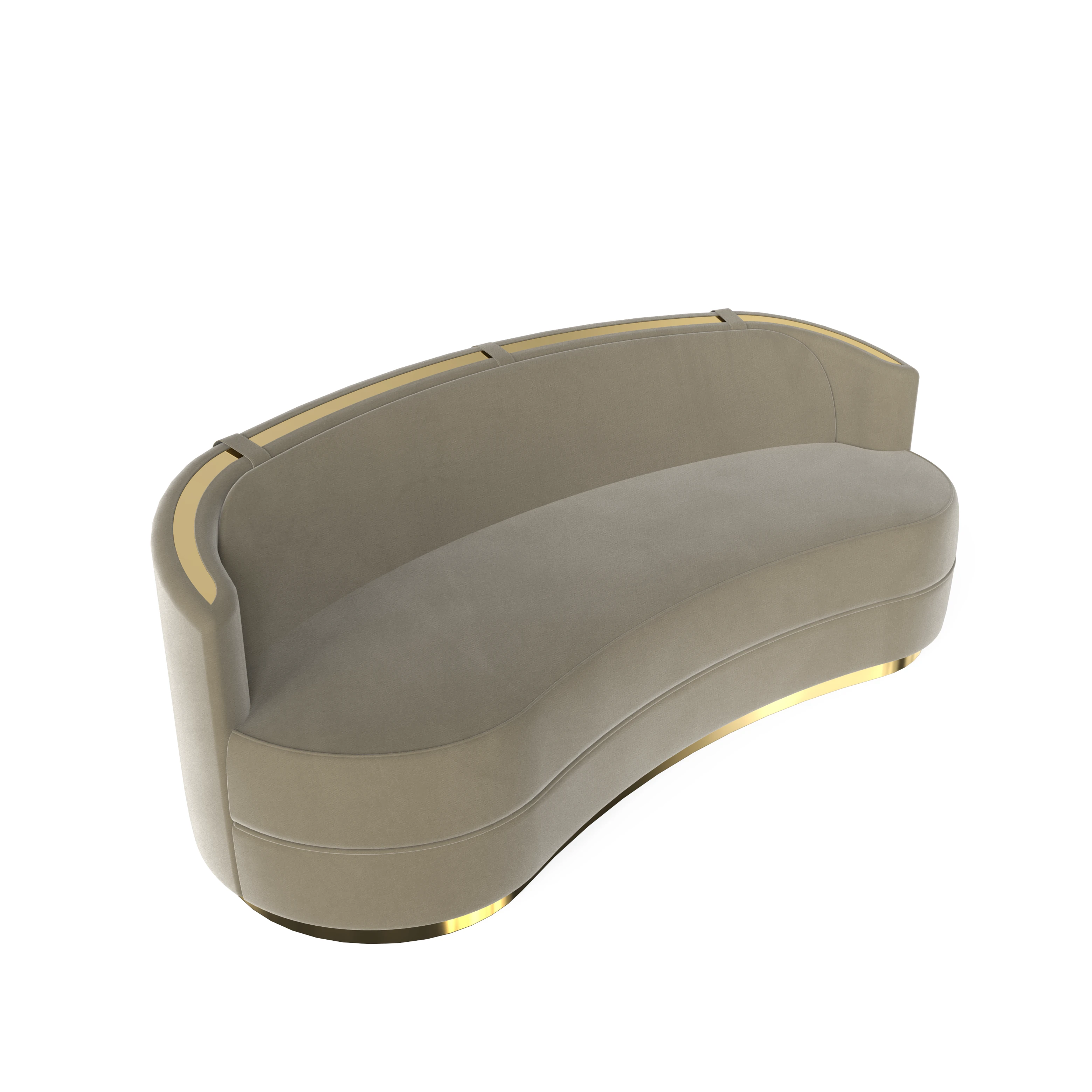 /storage/Luxury brass-accented modern lounge curved sofa with quilted padded fabric and smooth curves, combining comfort and elegance