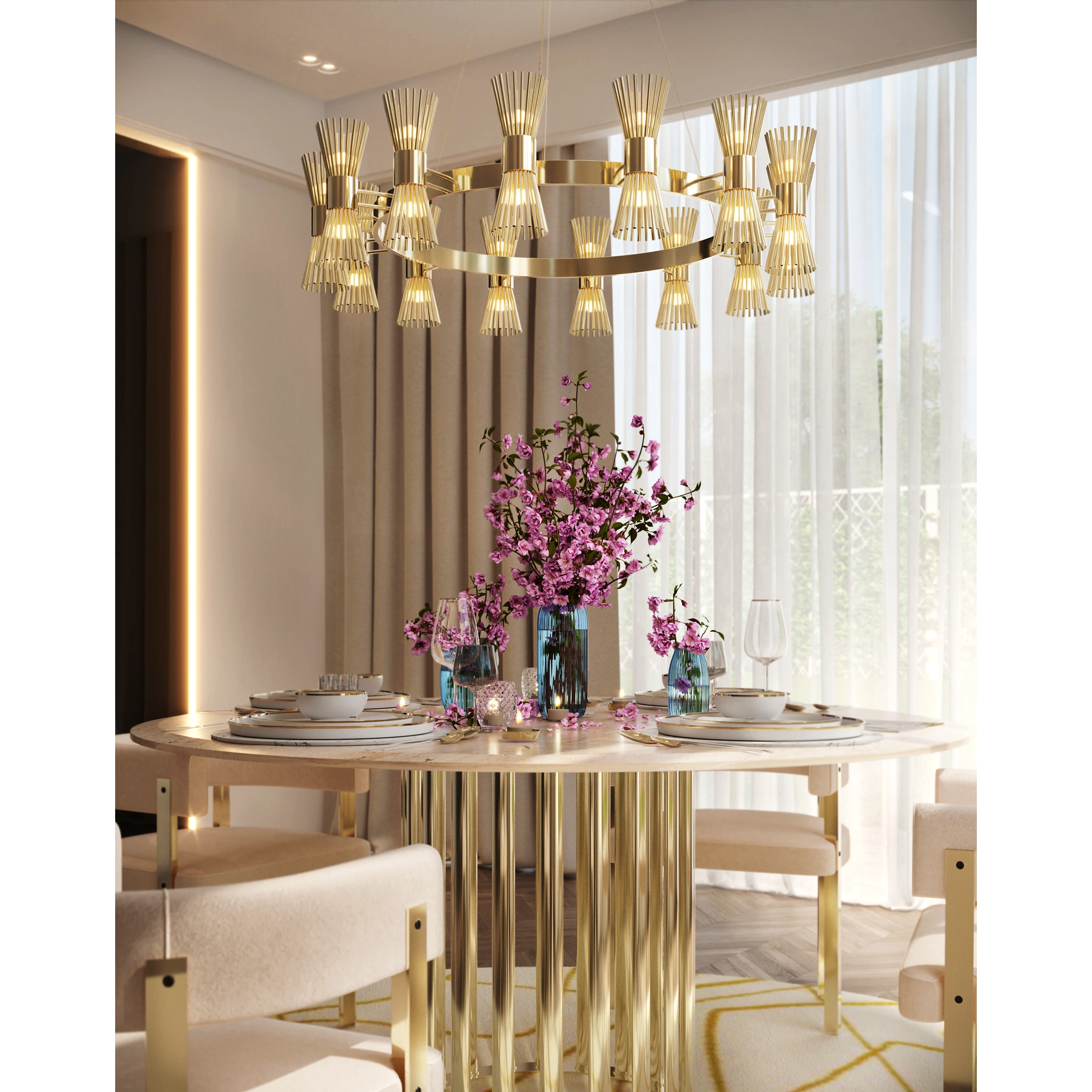 /storage/Castro Lighting HALO suspension chandelier brass shades Ø240 bespoke