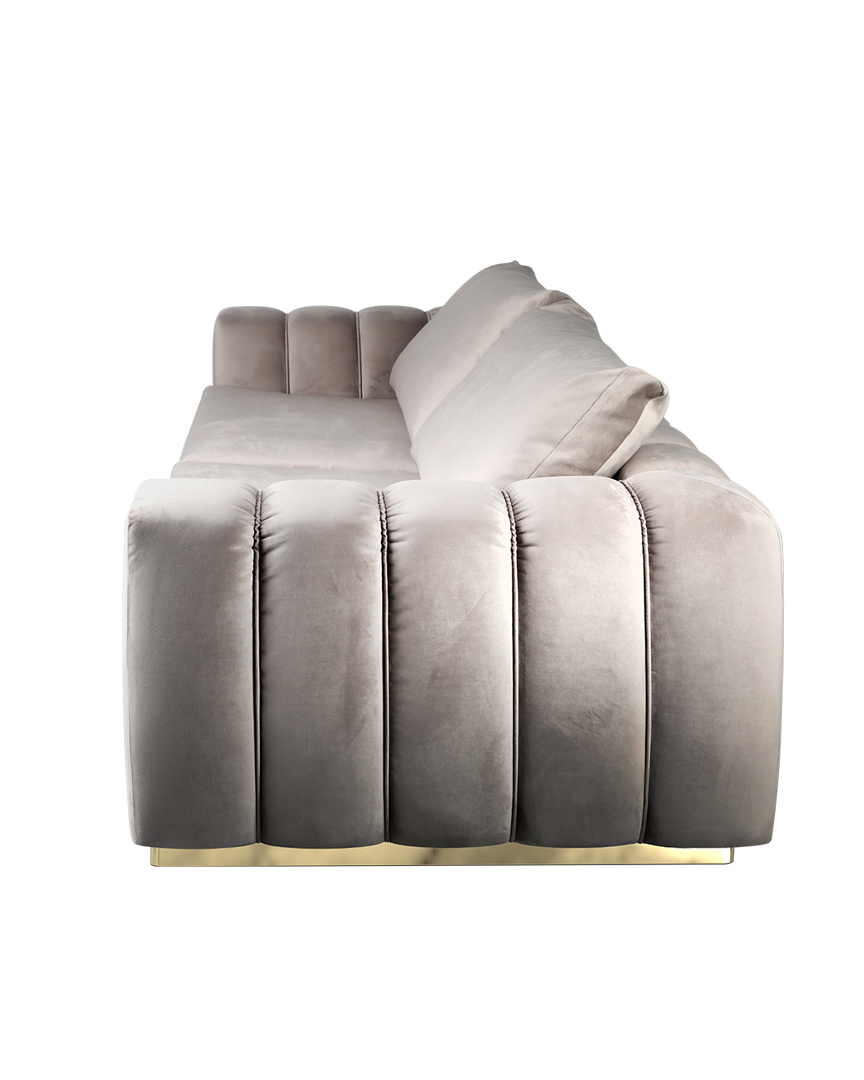 /storage/Luxury brass Colombo lounge sofa with gold-plated brass frame, plush cushions, and sculptural contemporary design.