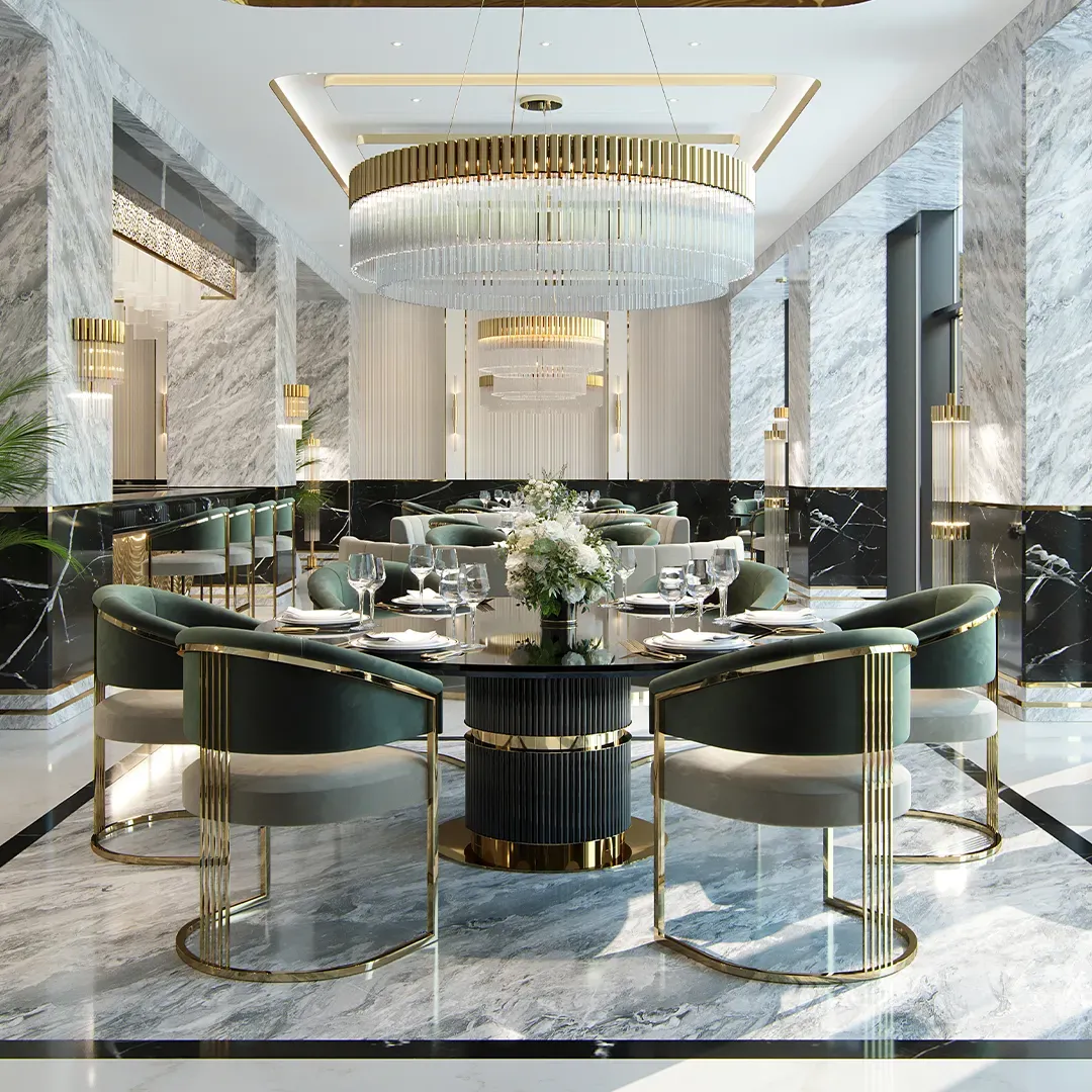 /storage/Luxury brass Eléa Round Dining Table with eucalyptus wood top and lacquered brass accents inspired by Ancient Greece.