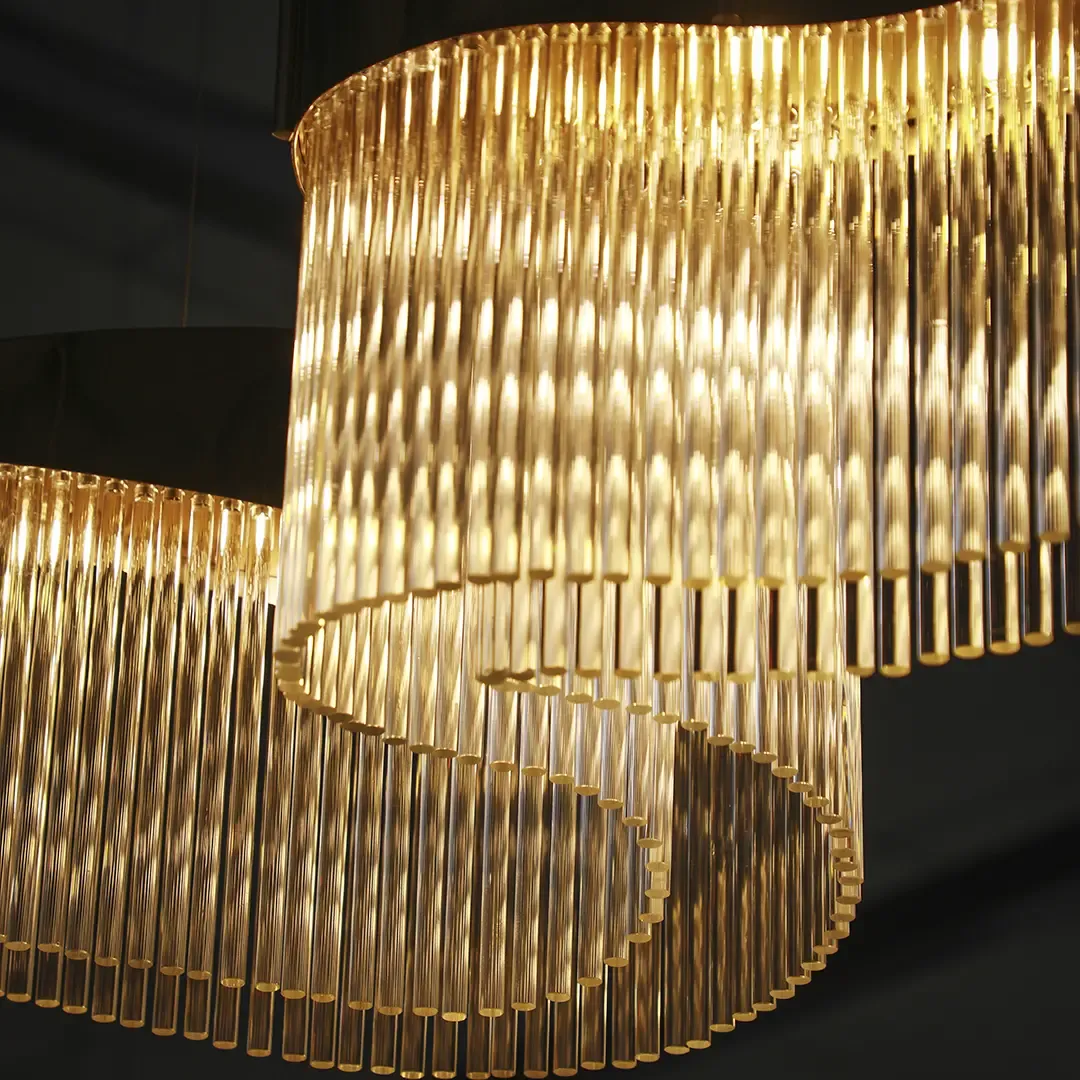 /storage/Luxury brass snooker chandelier with fluid curves and wave-inspired design, fully customizable in size and configuration for elegant modern interiors.