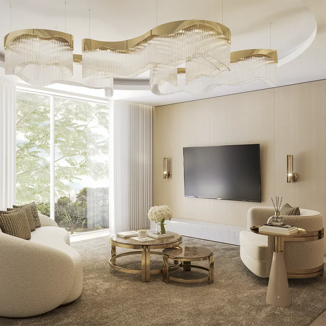 /storage/Luxury brass suspension with sculptural curves and abstract design by Castro Lighting