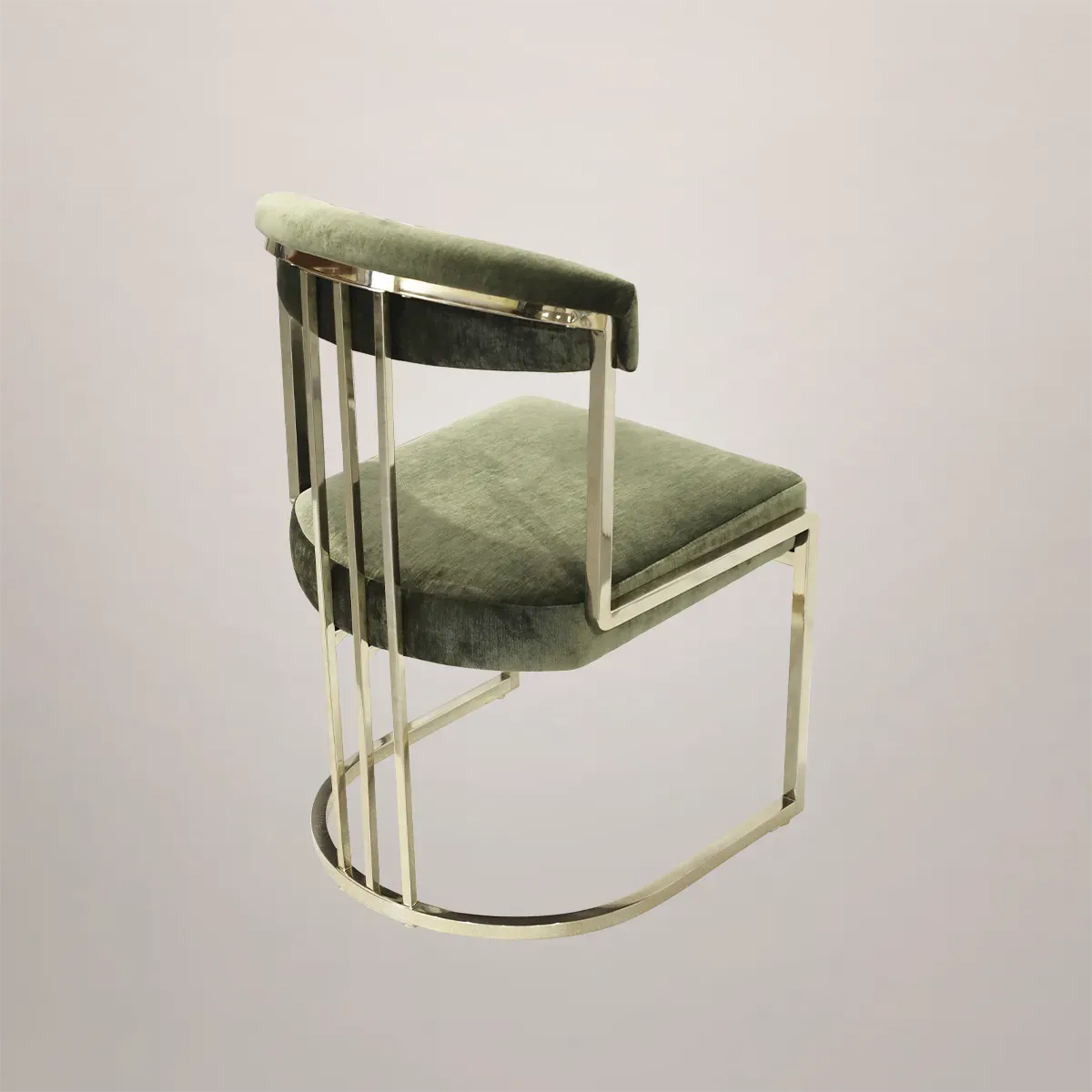 /storage/Luxury brass chair with elegant harp-shaped design by Castro Interiors.