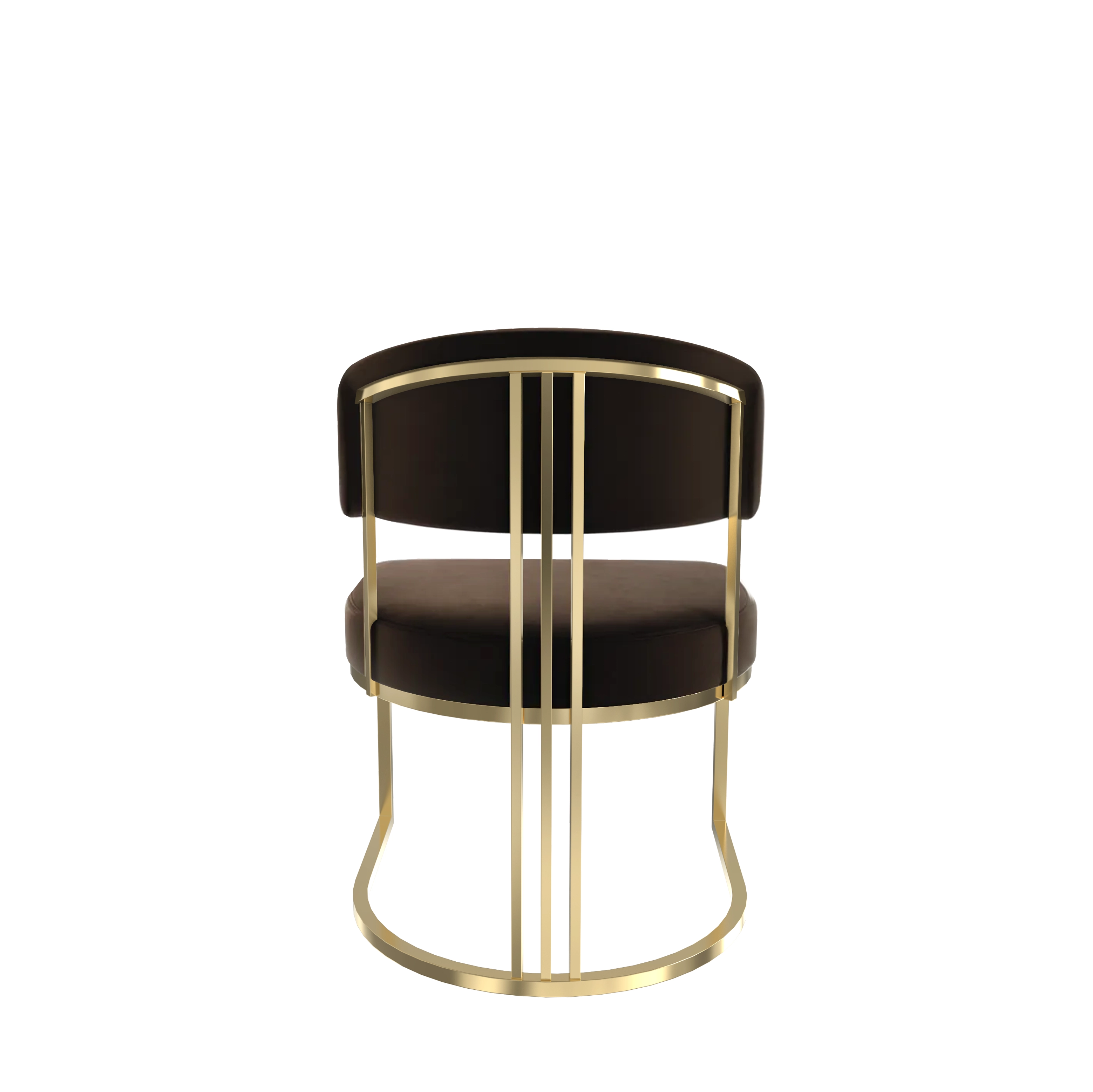 /storage/Luxury brass chair with elegant harp-shaped design by Castro Interiors.
