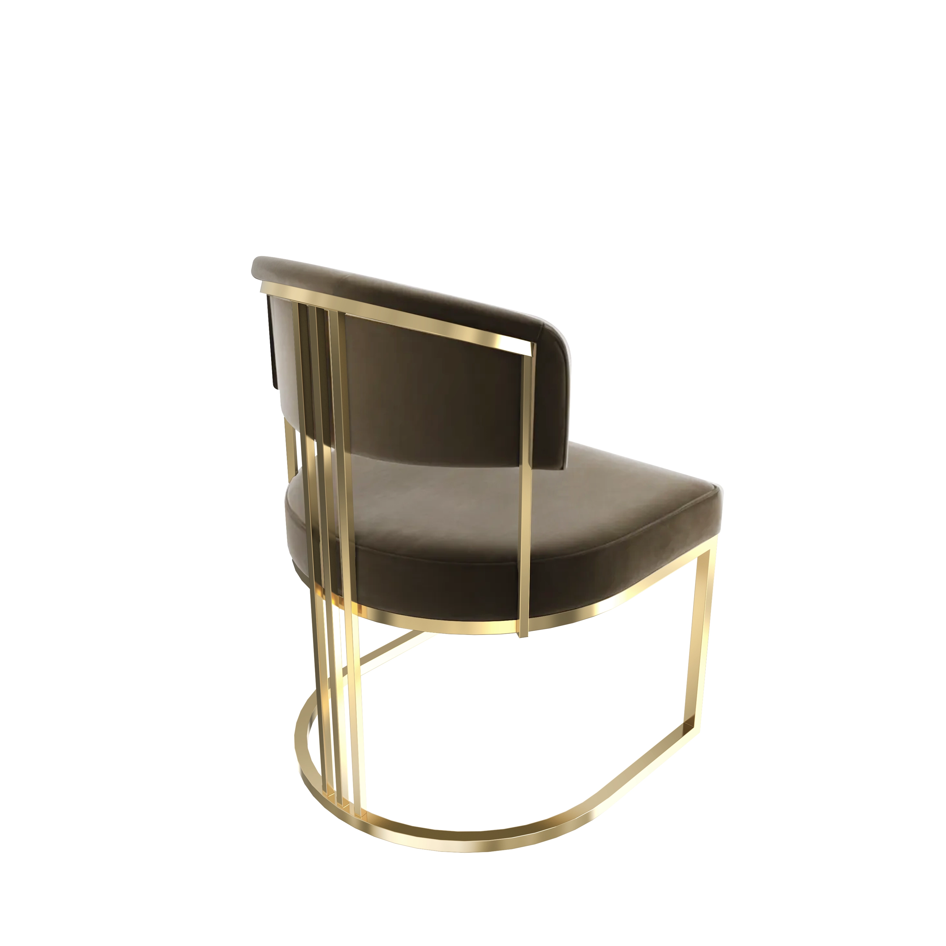 /storage/Luxury brass chair with elegant harp-shaped design by Castro Interiors.