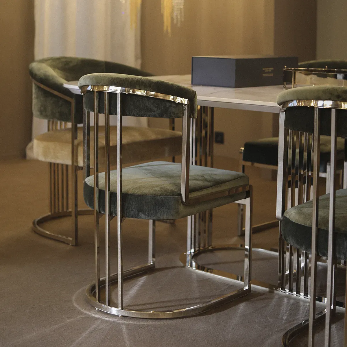 /storage/Luxury brass chair with elegant harp-shaped design by Castro Interiors.