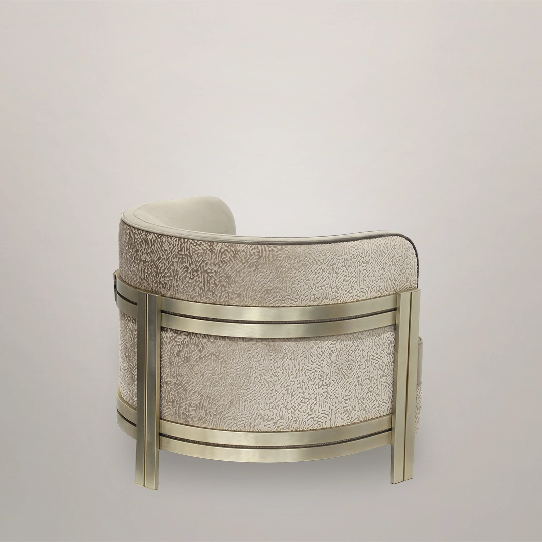 /storage/Luxury brass maple armchair, featuring a gold-plated frame and elegant upholstery inspired by French royal opulence, by Castro Lighting