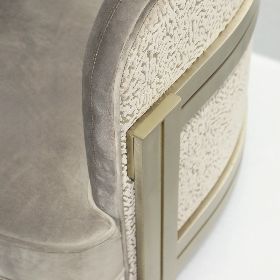 /storage/Luxury brass maple armchair, featuring a gold-plated frame and elegant upholstery inspired by French royal opulence, by Castro Lighting