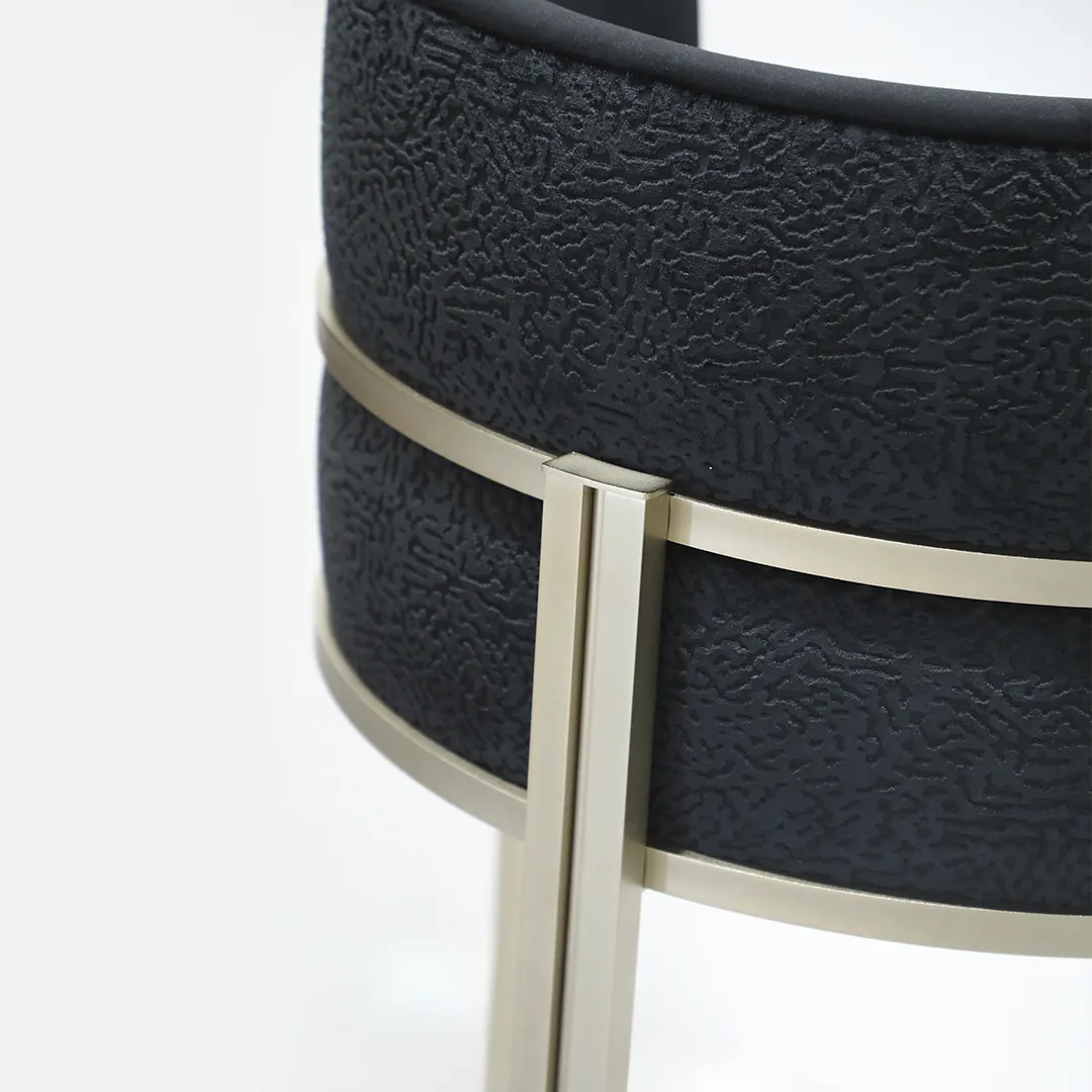 /storage/Luxury brass bar chair with elegant upholstery and soft curves, inspired by Marie Antoinette’s opulent style, by Castro Lighting