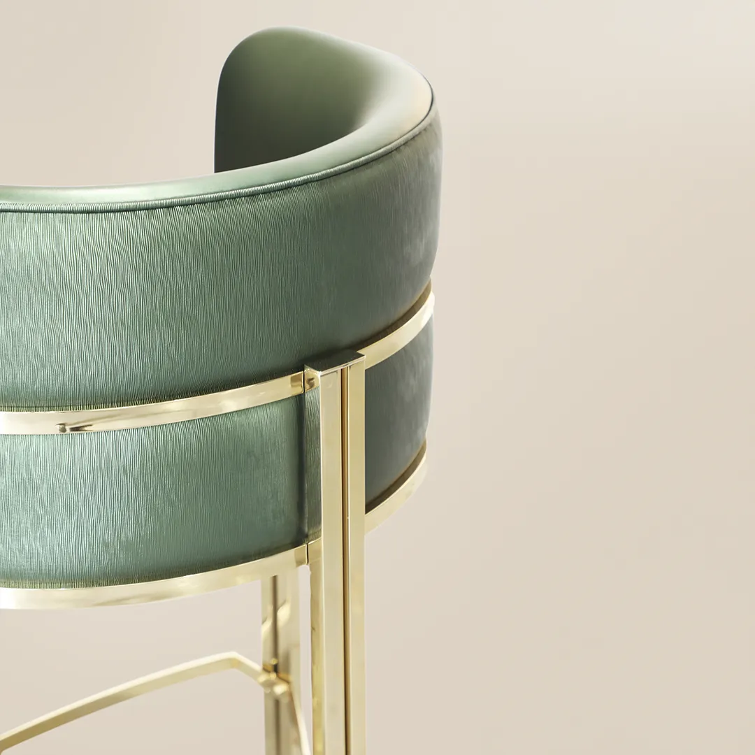 /storage/Luxury brass bar chair with elegant upholstery and soft curves, inspired by Marie Antoinette’s opulent style, by Castro Lighting