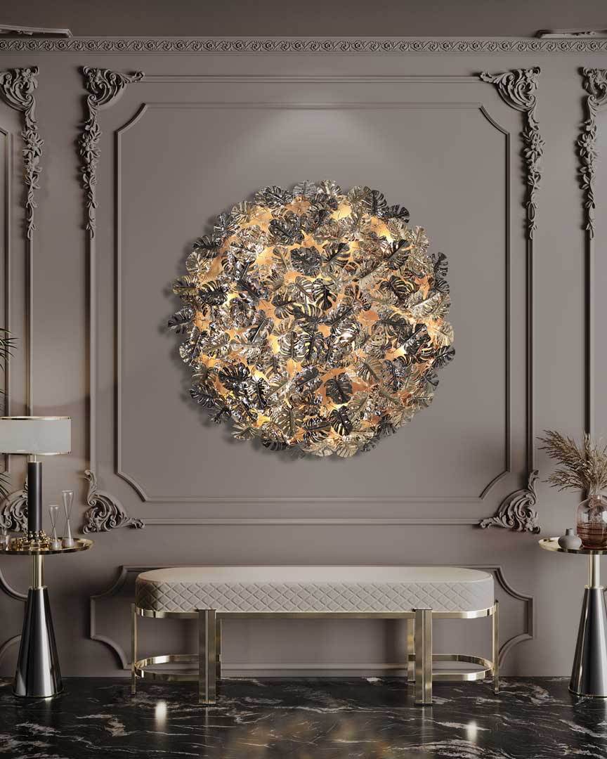 /storage/Luxury brass Marie Bench with gold-plated brass frame and refined upholstery, inspired by Versailles opulence and designed to bring timeless elegance to modern interiors.