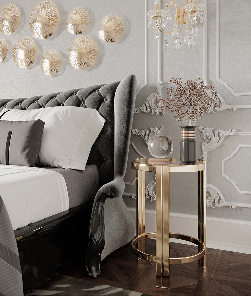 /storage/Luxury brass Marie Side Table with gold finish, featuring elegant brass and glass design for refined interiors.