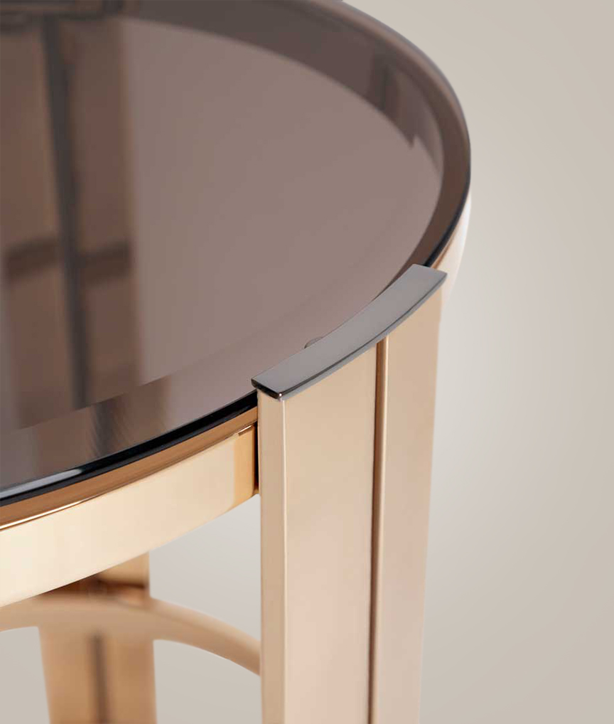 /storage/Luxury brass Marie Side Table with gold finish, featuring elegant brass and glass design for refined interiors.