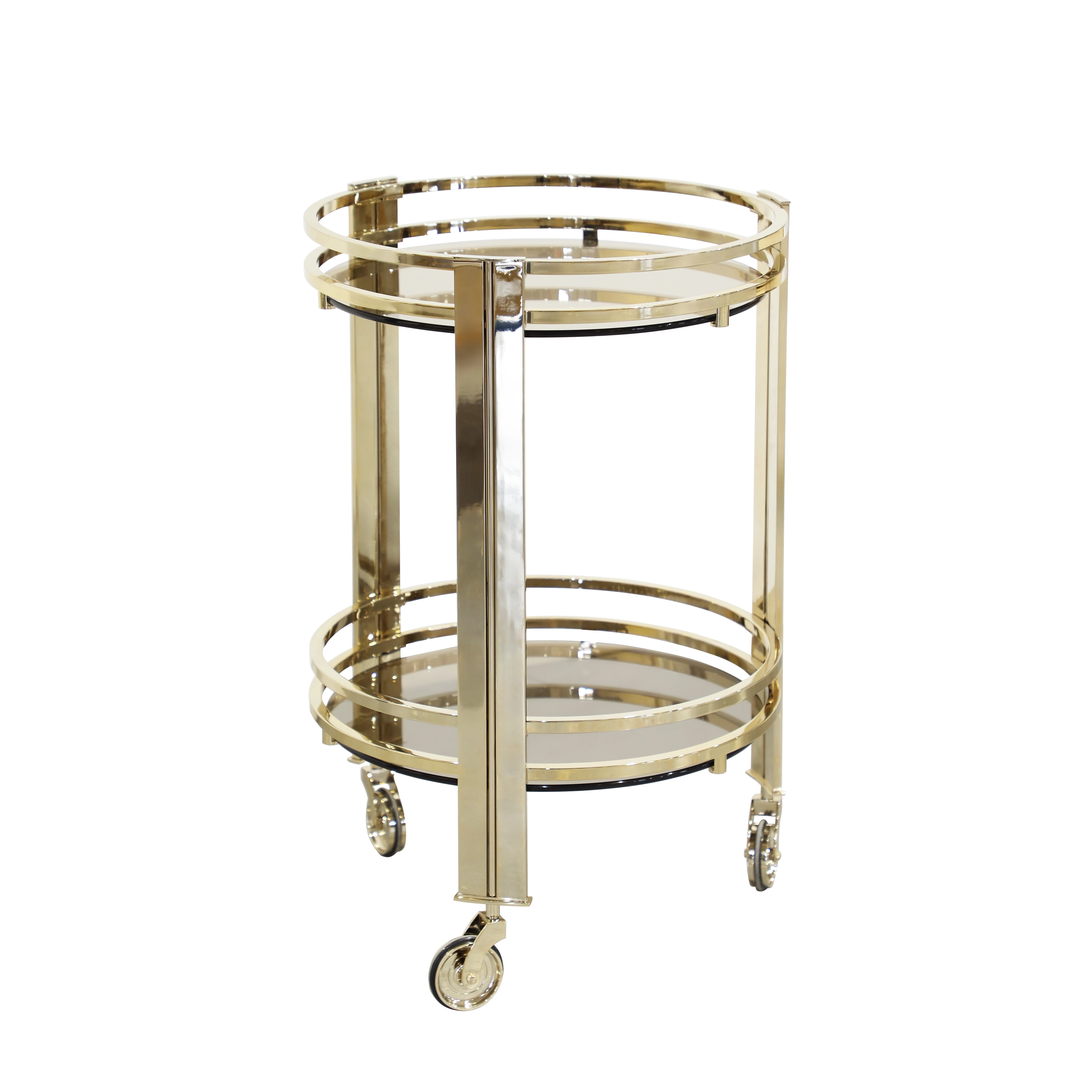 /storage/Luxury brass Marie tea cart with sleek design, spacious shelves, and modern detailing, a sophisticated serving cart for elegant interiors.