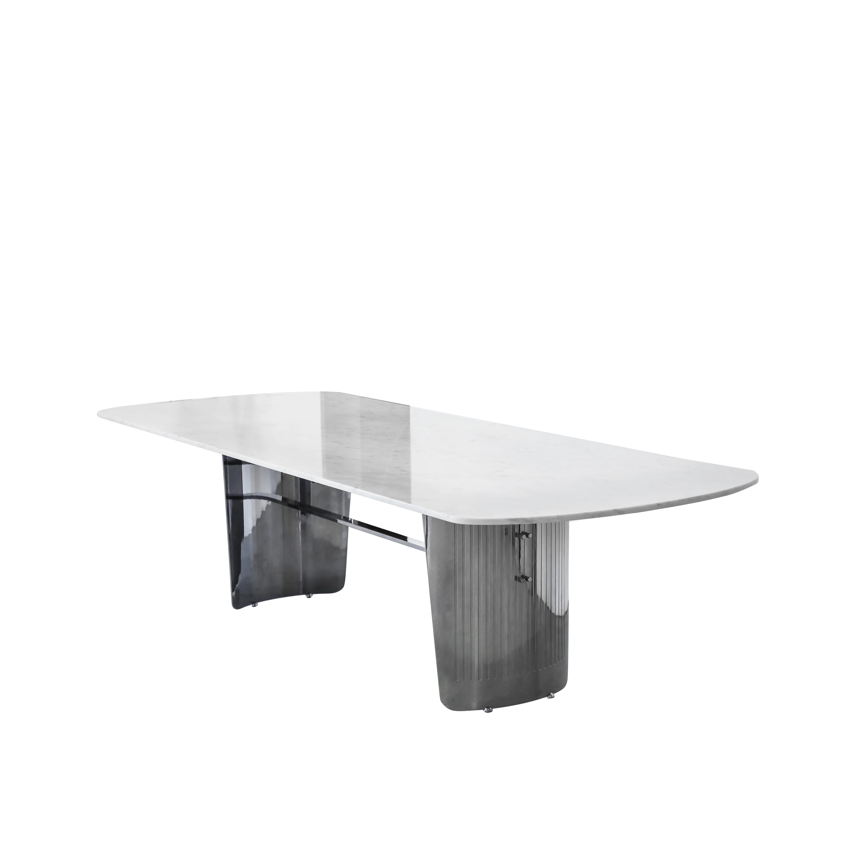 /storage/Luxury brass Moon Dining Table with marble table top and balck nickel base