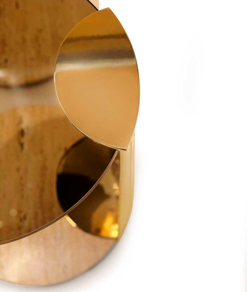 /storage/Luxury Moon Side Table with brass frieze detailing, elegant glass top, and marble base,nspired by the mythical love story of the sun and moon for sophisticated interiors.