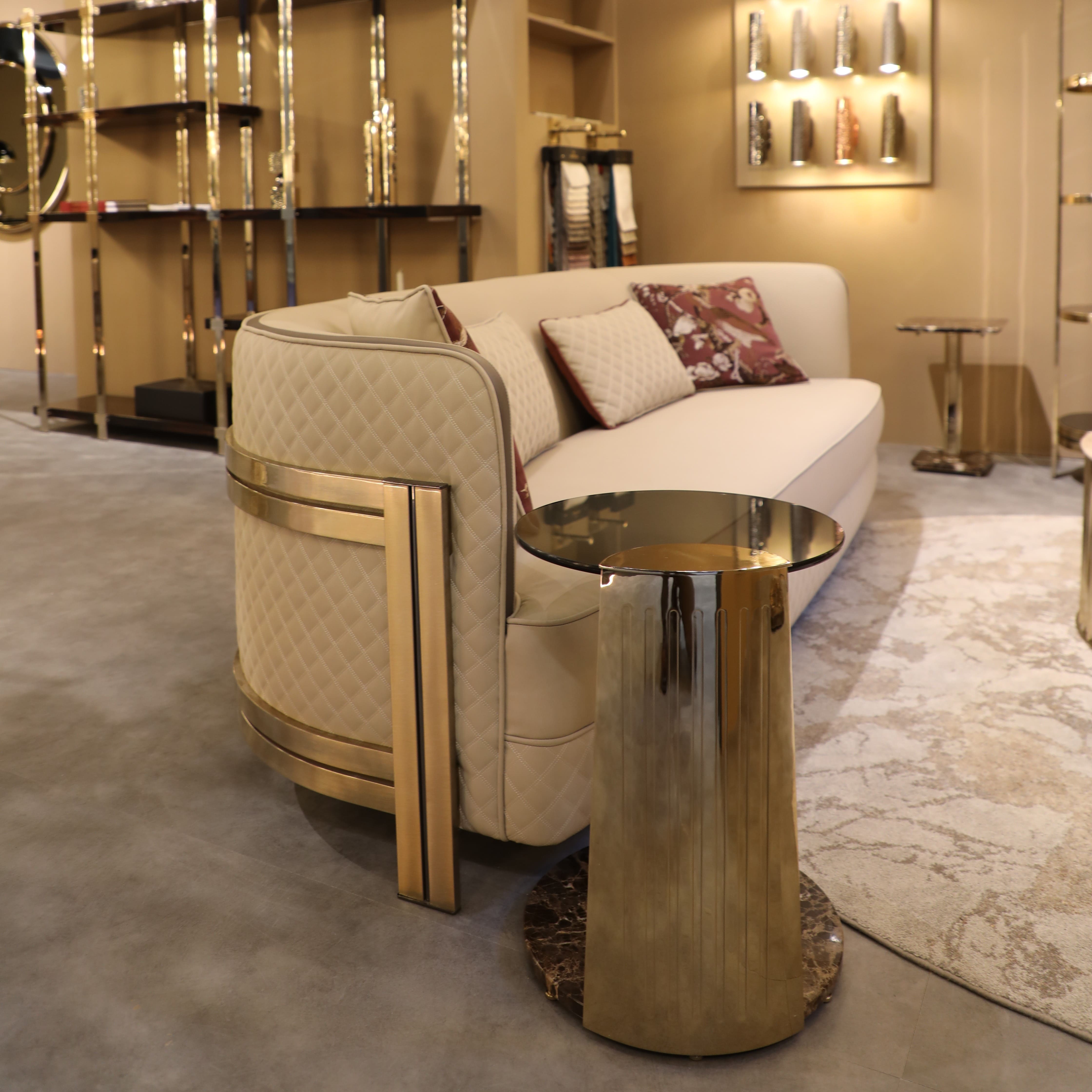 /storage/Luxury Moon Side Table with brass frieze detailing, elegant glass top, and marble base,nspired by the mythical love story of the sun and moon for sophisticated interiors.