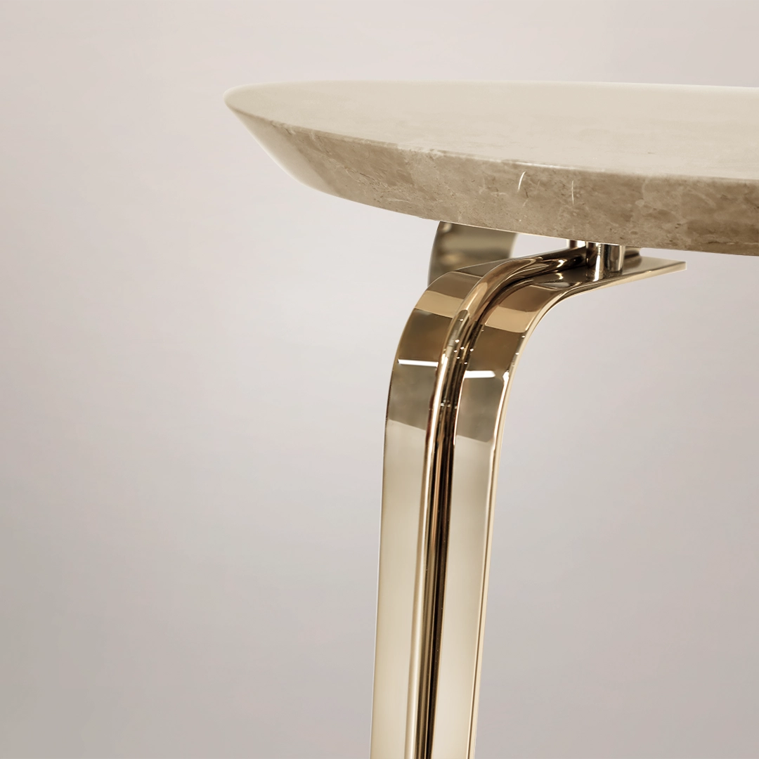 /storage/Luxury brass and marble Perla side table with textured glass base and shell-inspired design, a poetic modern accent piece for refined interiors.