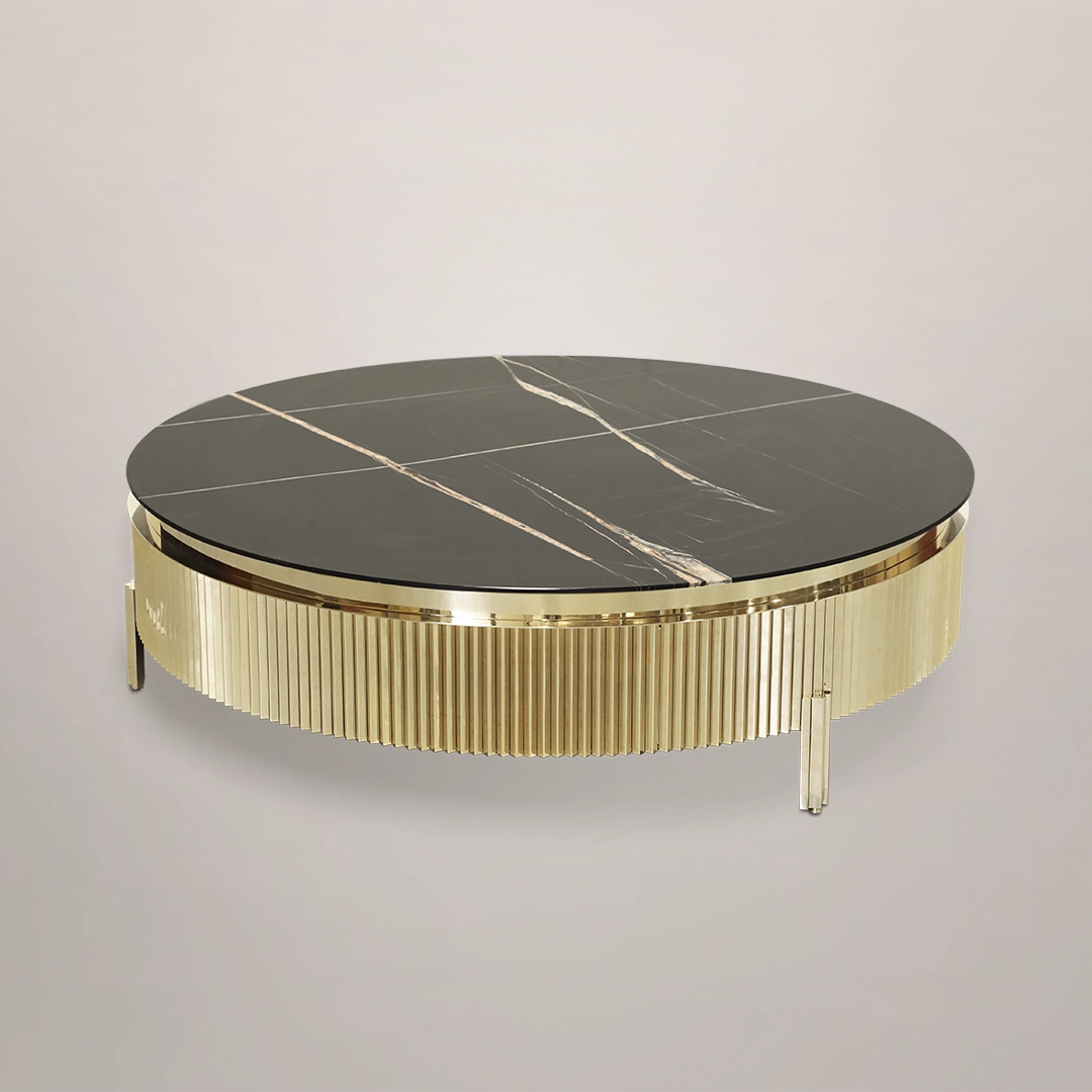 /storage/Luxury center table with polished brass, clear glass, and black lacquered wood, inspired by the elegance of the Tiffany diamond.