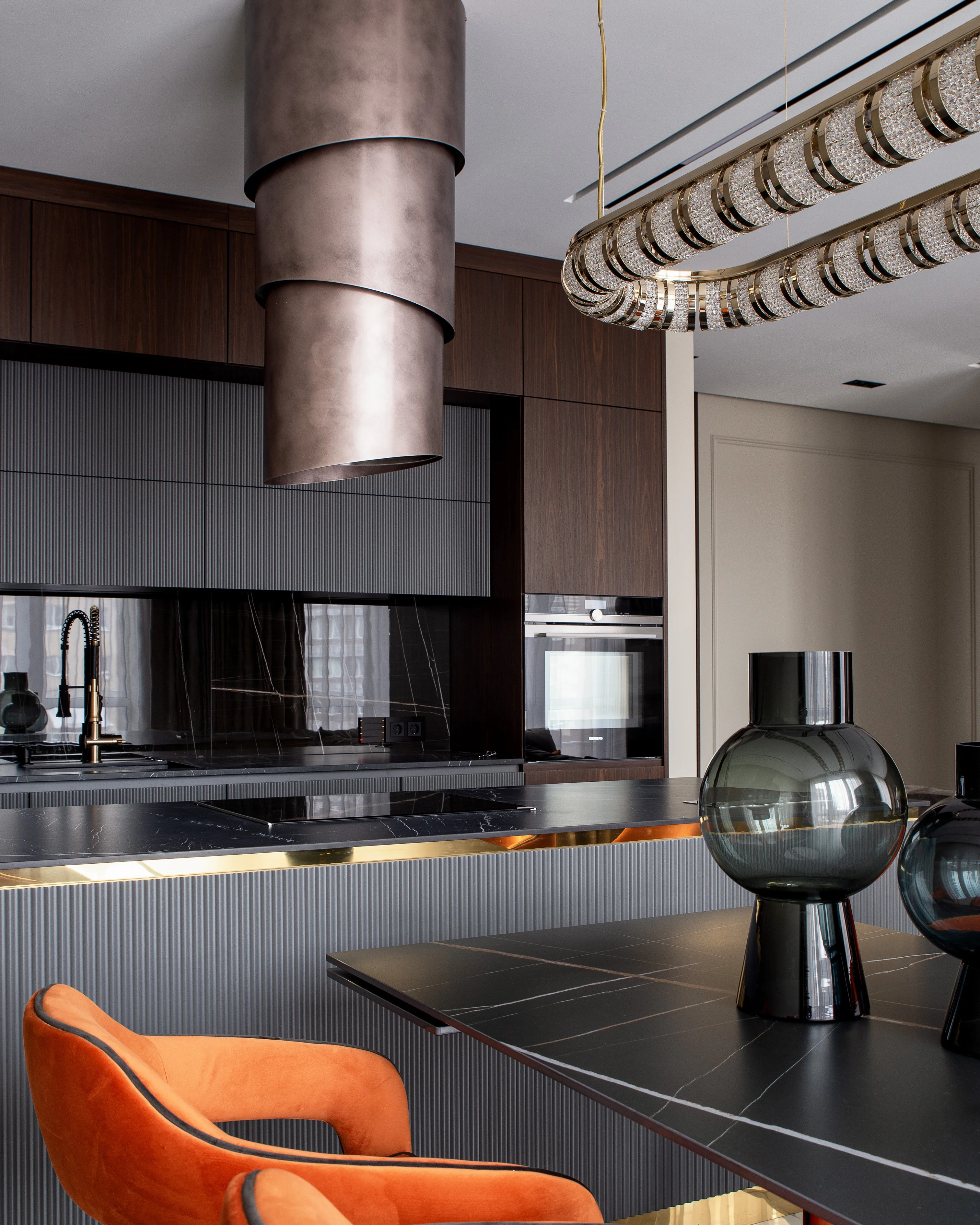 /storage/Luxury brass suspension snooker chandelier with dimpled round design and crystal bead details, a modern lighting fixture for elegant interiors.