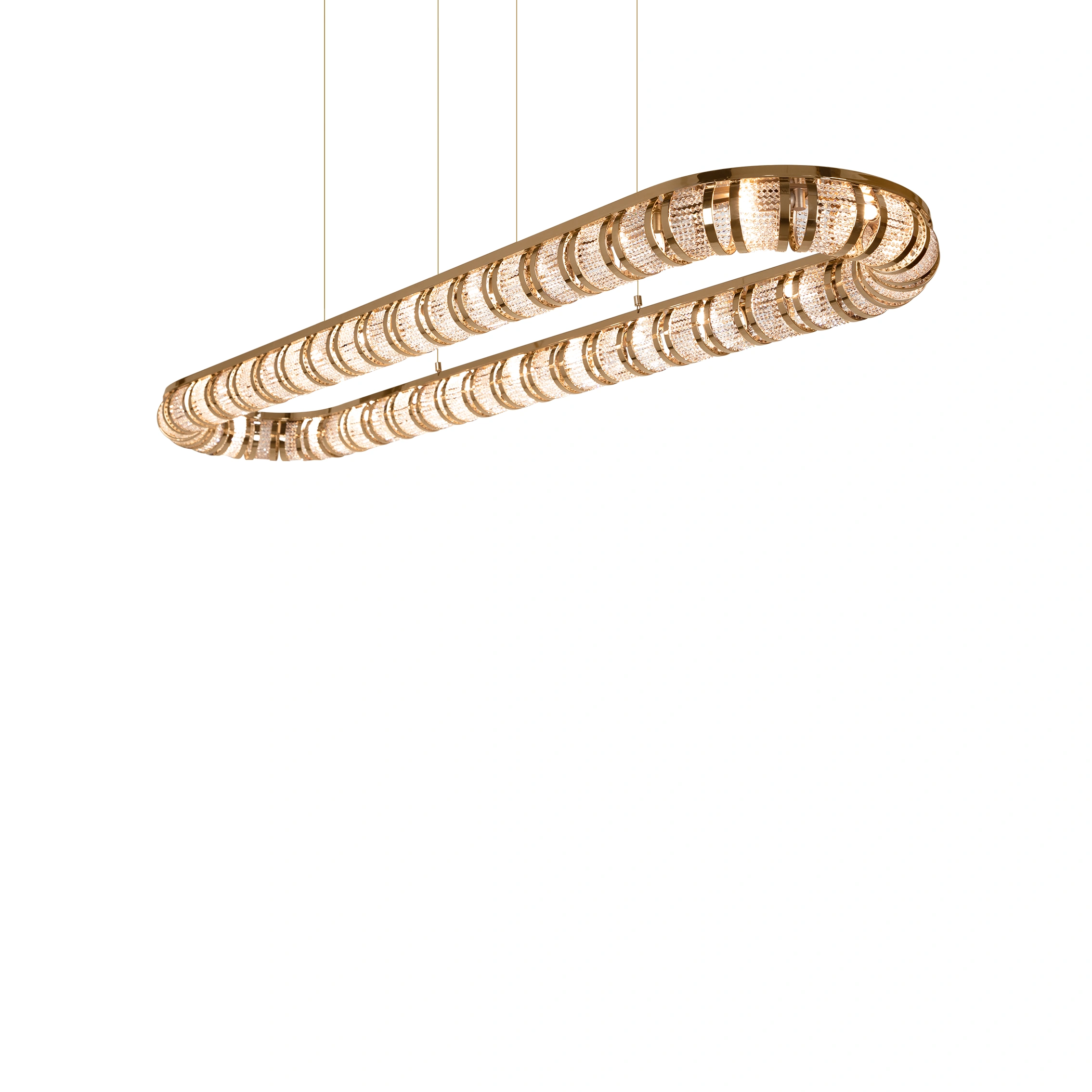 /storage/Luxury brass suspension snooker chandelier with dimpled round design and crystal bead details, a modern lighting fixture for elegant interiors.