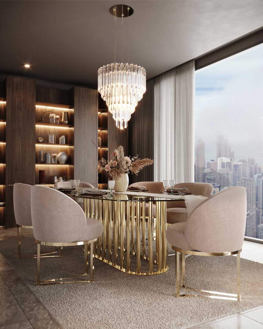 /storage/Luxury brass suspension with 24k gold arms and delicate glass elements, inspired by the shape and elegance of a lotus flower.