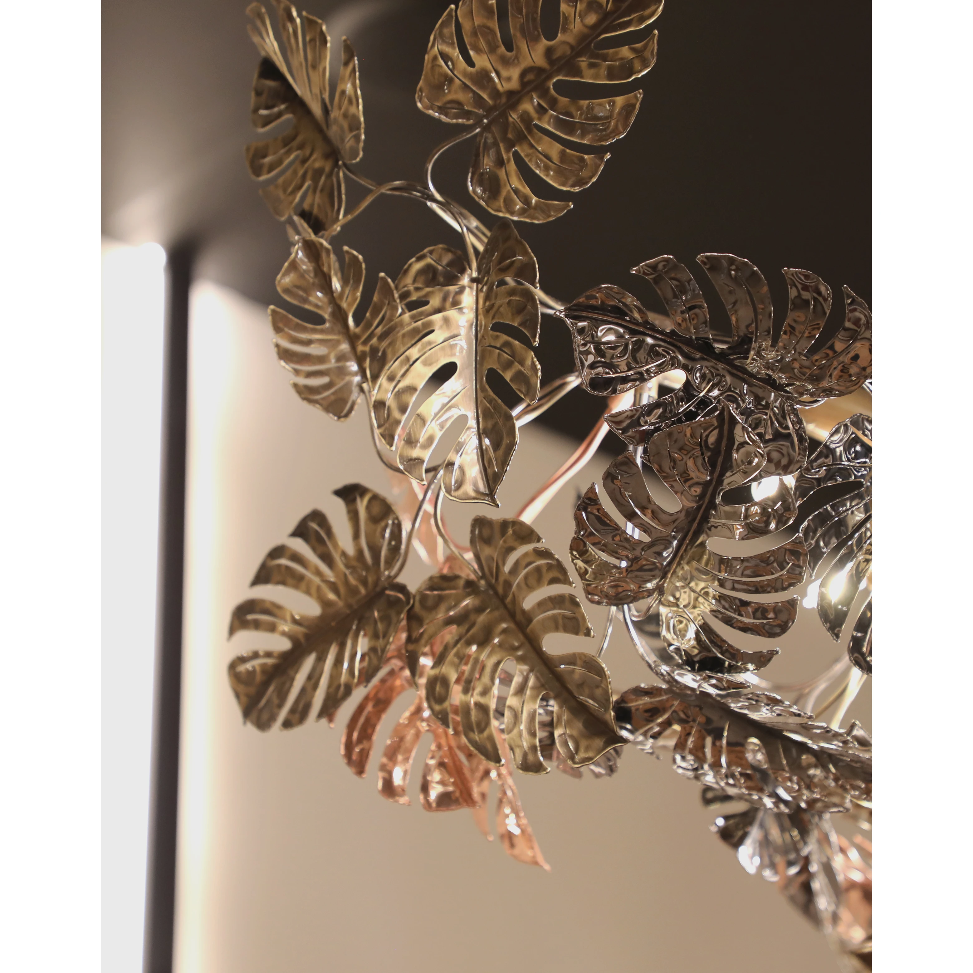 /storage/Castro Lighting Rainforest suspension log tree trunk with brass leaves