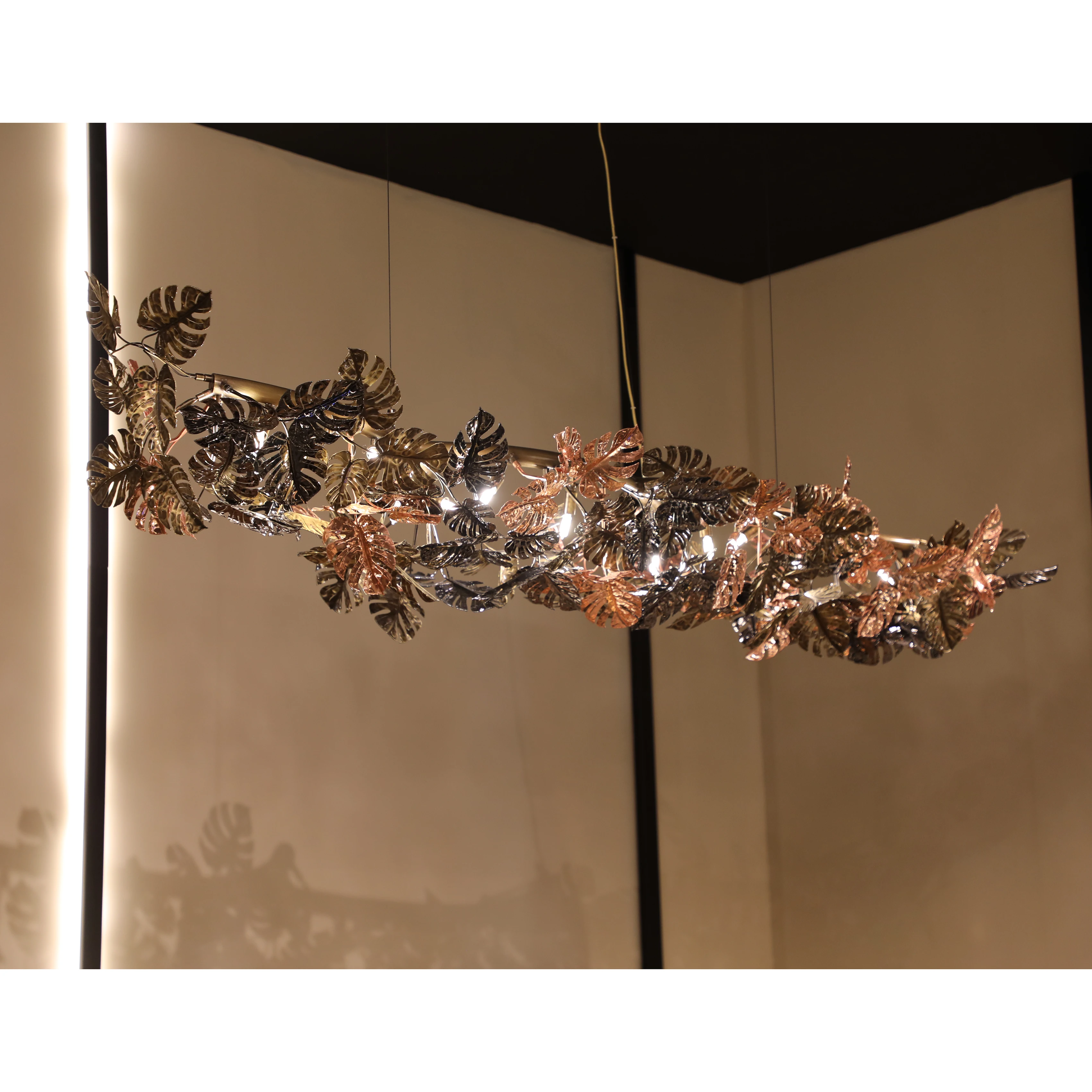 /storage/Castro Lighting Rainforest suspension log tree trunk with brass leaves
