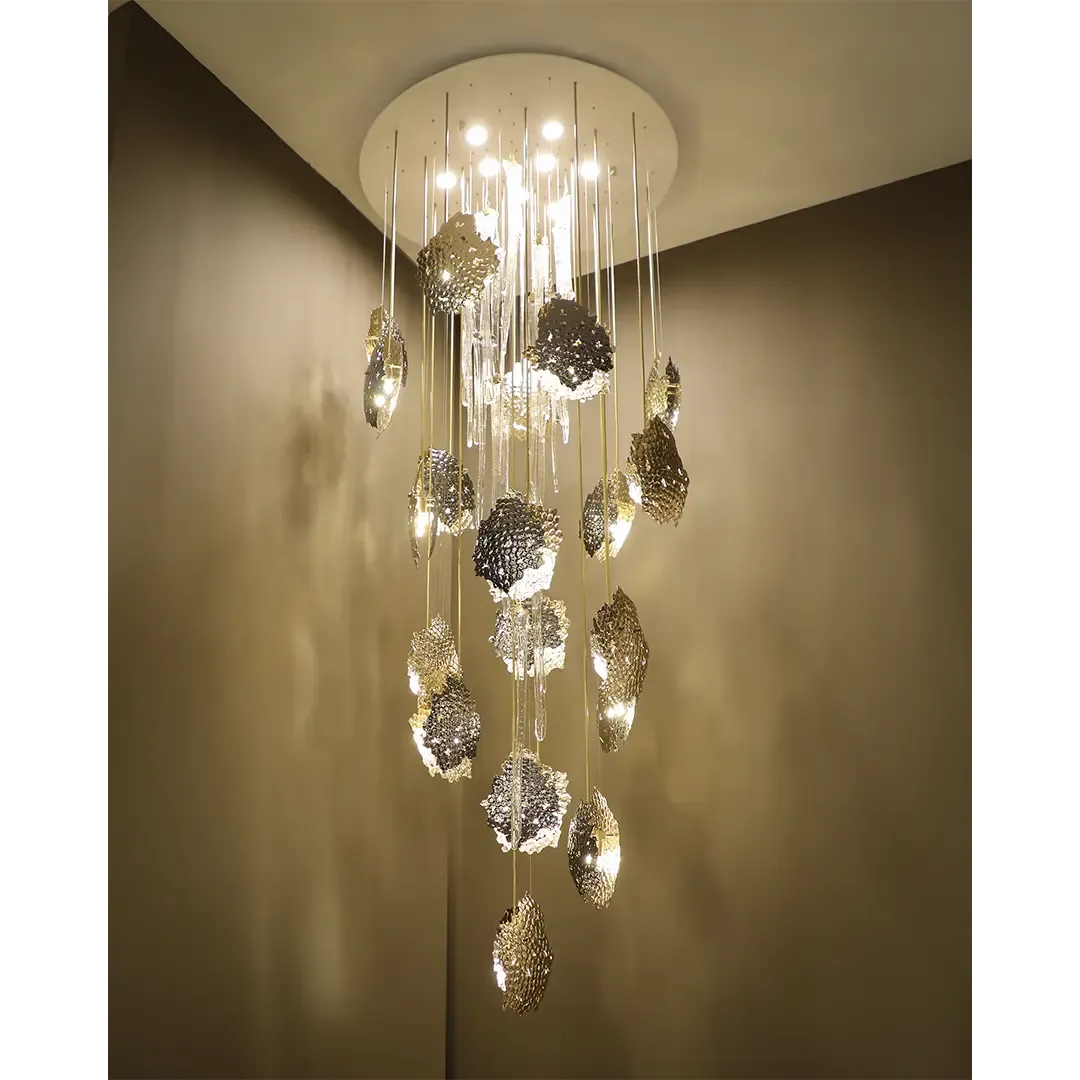/storage/Magma Suspension by Castro Lighting, a luxury sculptural chandelier handcrafted in Portugal with irregular forms inspired by molten magma, designed for contemporary and sophisticated interiors.
