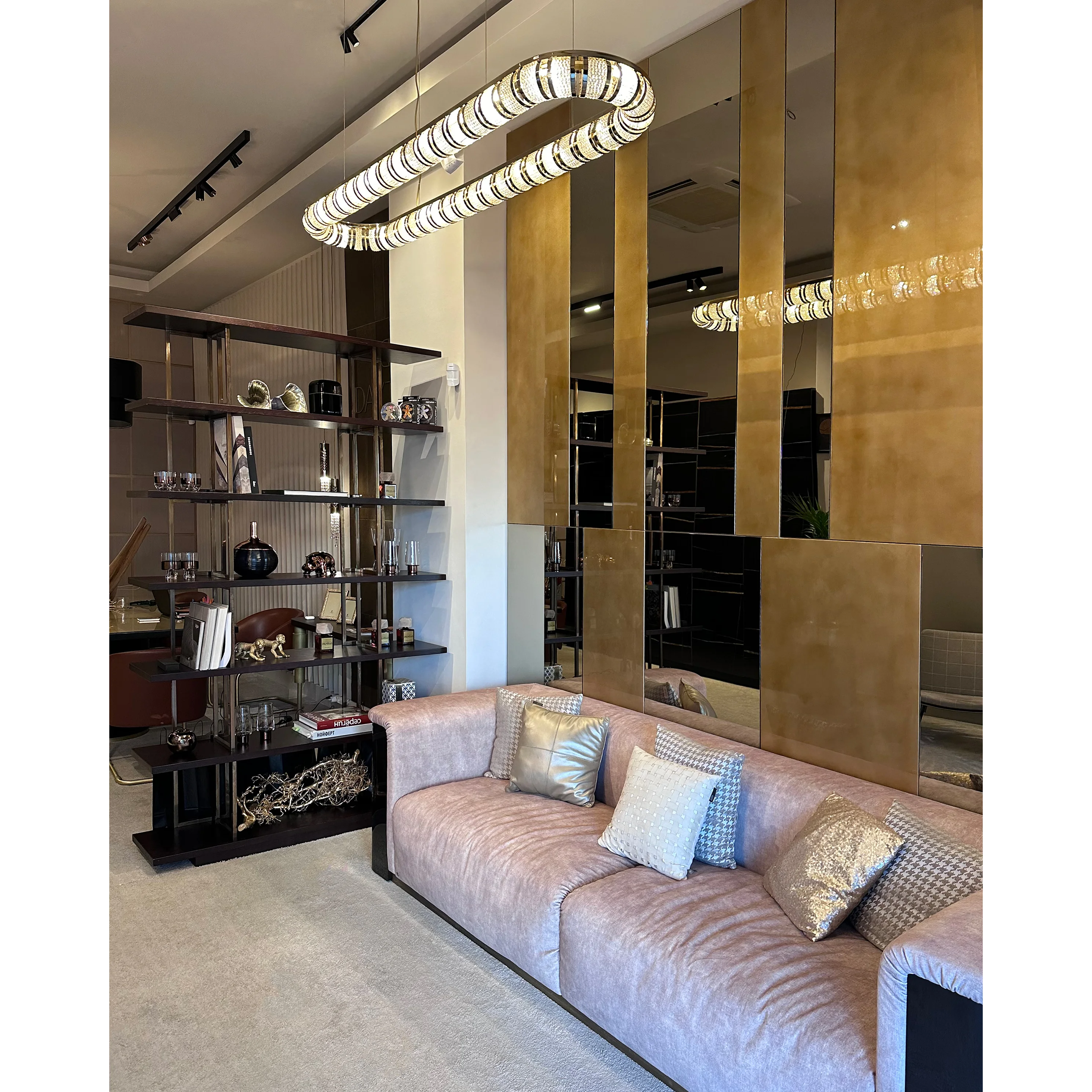 /storage/Luxury brass suspension snooker chandelier with dimpled round design and crystal bead details, a modern lighting fixture for elegant interiors.