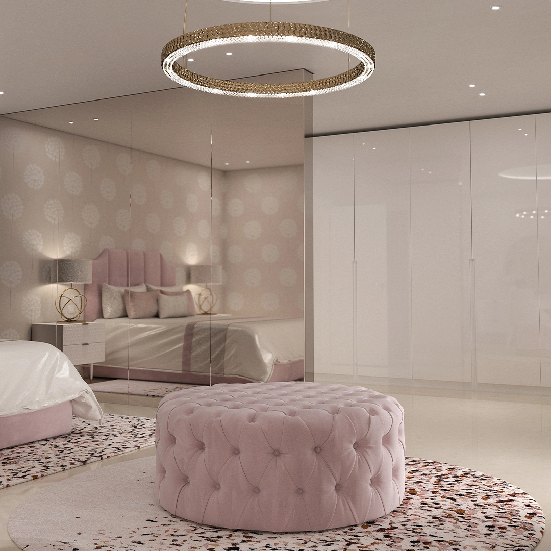 /storage/Luxury brass suspension with delicate crystal accents and minimalist design by Castro Lighting.