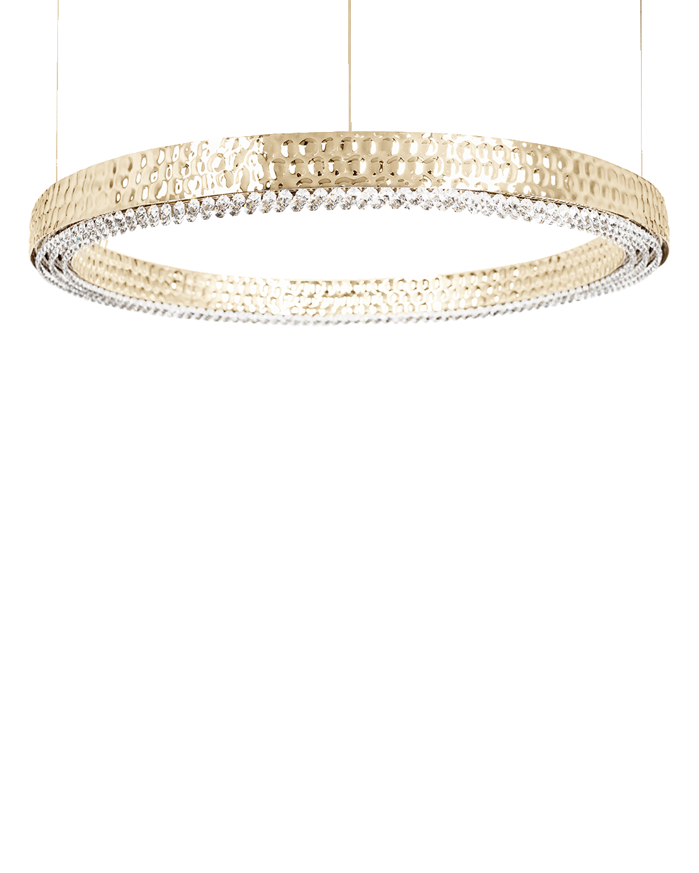 /storage/Luxury brass suspension with delicate crystal accents and minimalist design by Castro Lighting.