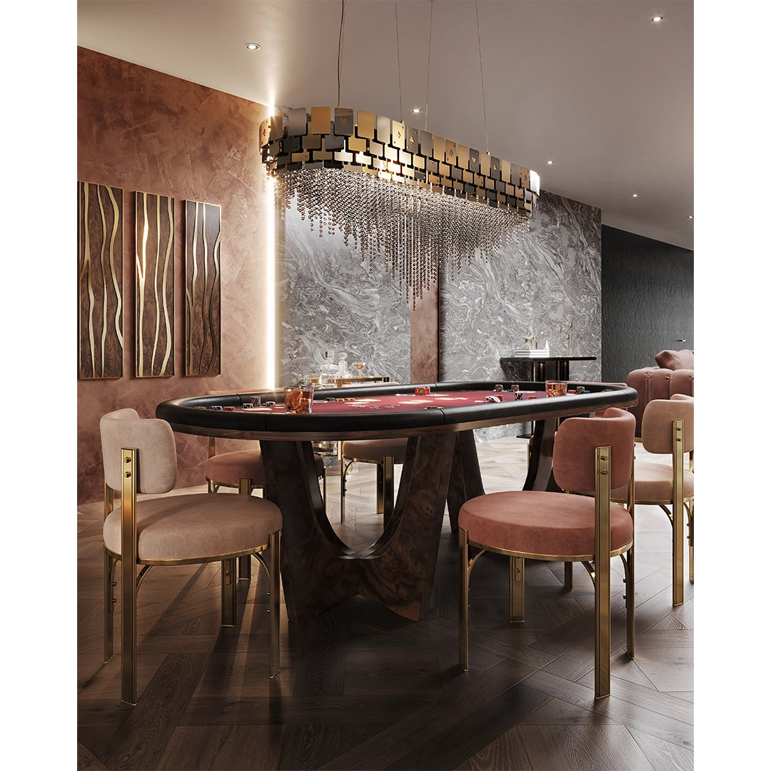 /storage/Luxury brass suspension snooker light with geometric lines and casino-inspired motifs, enriched with crystal details for a bold, artistic, and glamorous aesthetic.