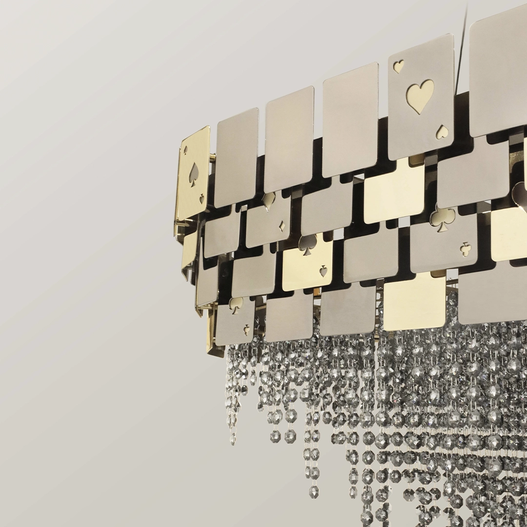/storage/Luxury brass suspension snooker light with geometric lines and casino-inspired motifs, enriched with crystal details for a bold, artistic, and glamorous aesthetic.
