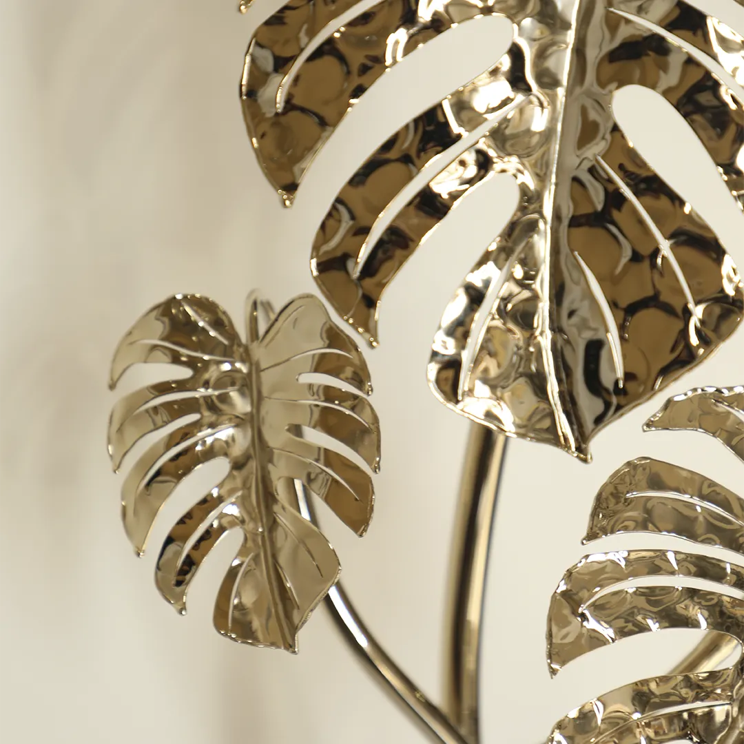 /storage/Luxury brass Rainforest floor lamp with handcrafted gold-plated brass, clear crystal glass, and nature-inspired details of raindrops and butterflies.
