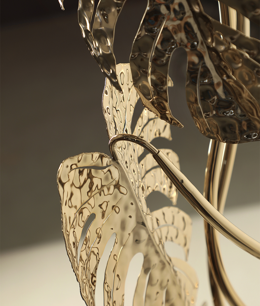 /storage/Luxury brass Rainforest Floor Lamp with hand-applied crystal glass and decorative raindrops, a sophisticated statement piece for elegant interiors.