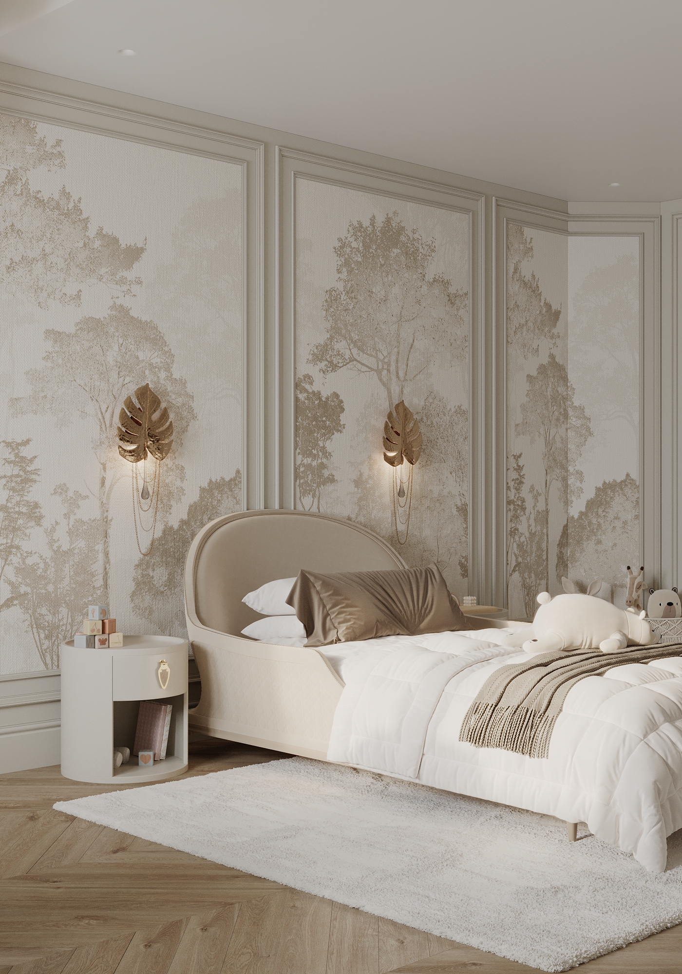 /storage/Rainforest Wall Light in Children Bedroom Interior Design Project by Tsimbalist Group