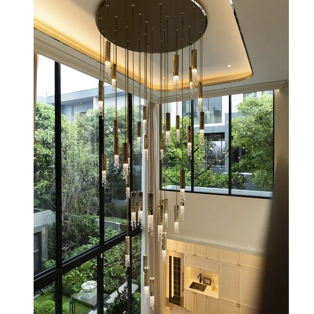 /storage/Luxury brass suspension inspired by Moroccan architecture, designed for grand interiors with bold forms and intricate detailing.
