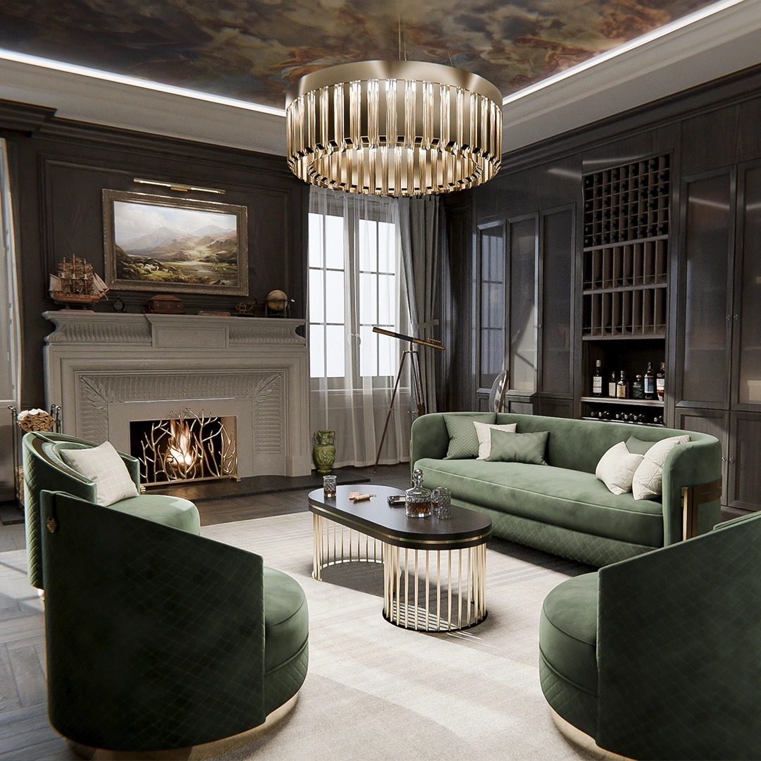 /storage/Luxury brass Skylar Suspension chandelier with glass elements, a bold handcrafted design inspired by celestial geometry.