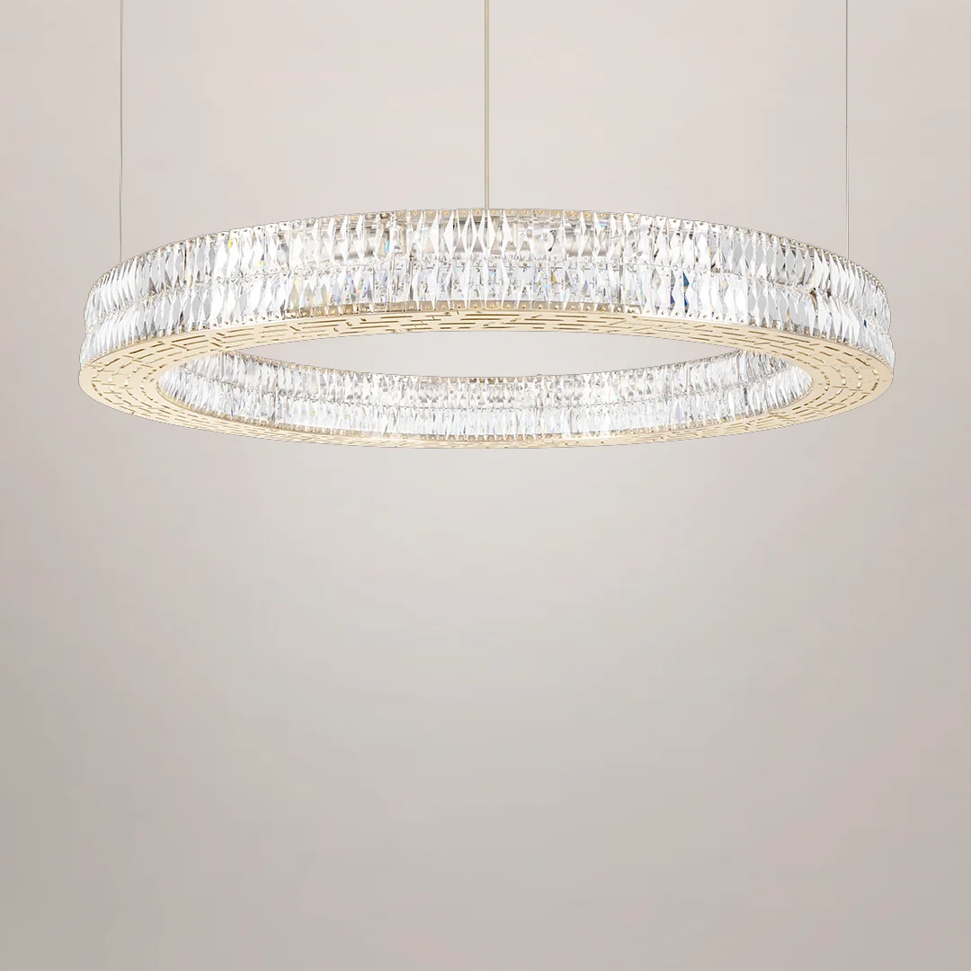 /storage/Luxury brass and crystal chandelier with layered gemstone design, handmade to create a dazzling and elegant lighting effect.