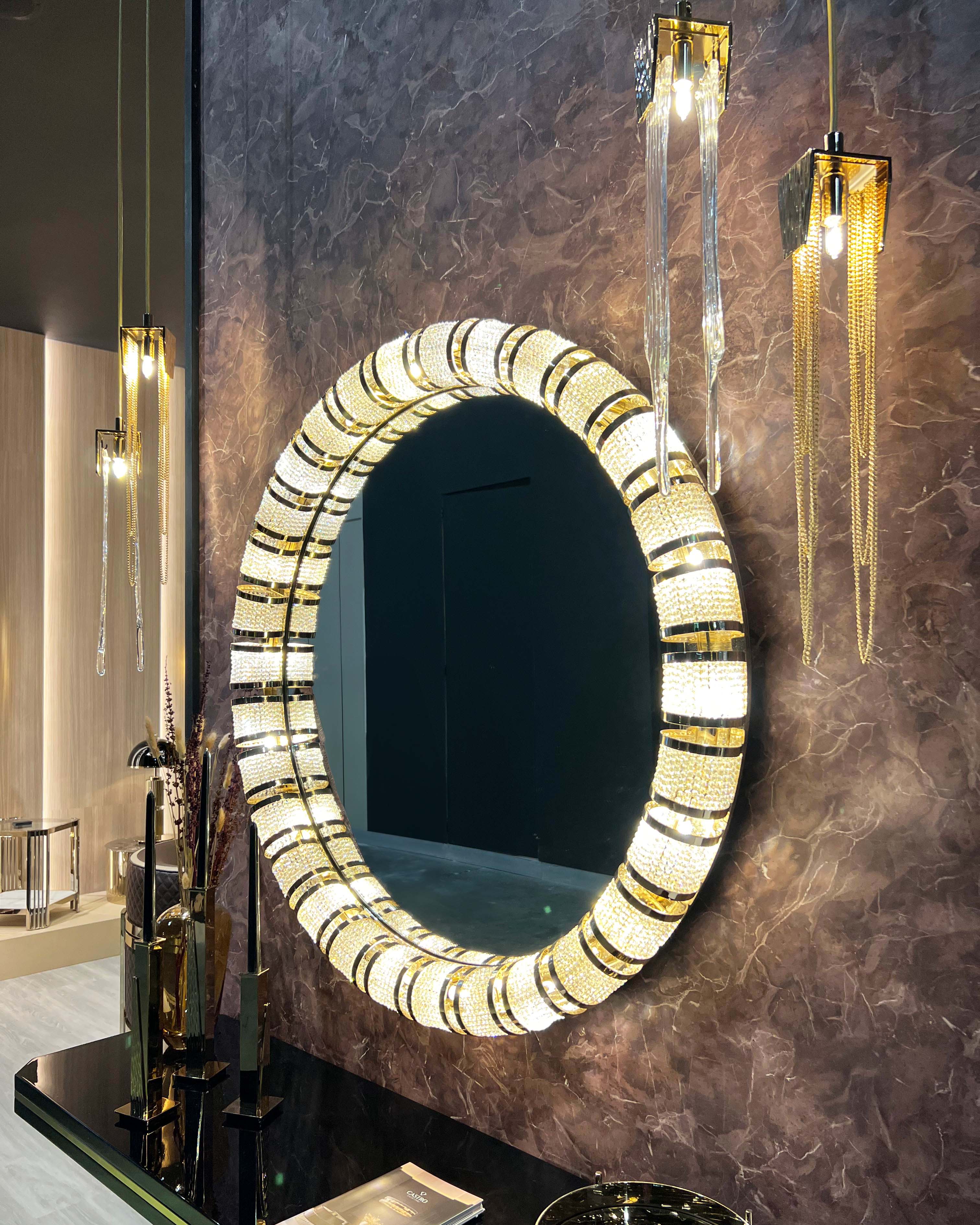 /storage/Luxury brass and crystal Stala Pendant with intricate stalactite-inspired design, a sophisticated modern lighting piece that exudes elegance and timeless charm.