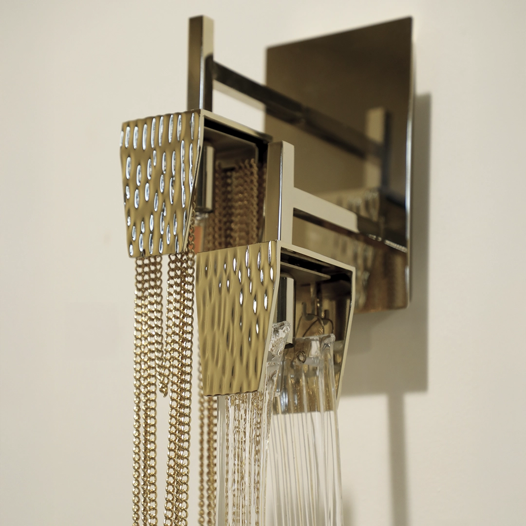 /storage/Luxury brass Stala Wall Light with crystal details, inspired by stalactites, handcrafted for modern elegant interiors.
