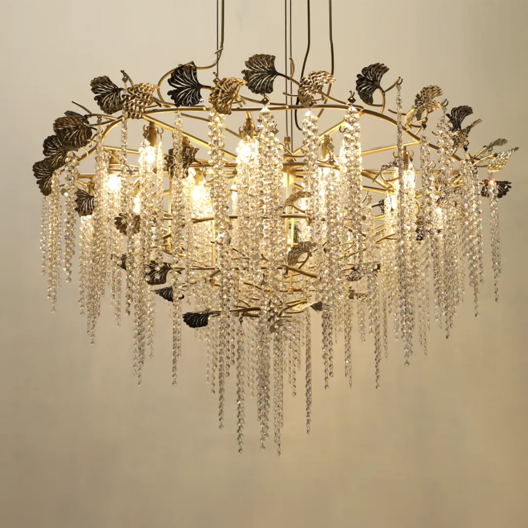 /storage/Luxury brass chandelier– brass and crystal light inspired by vineyard landscapes, by Castro Lighting.