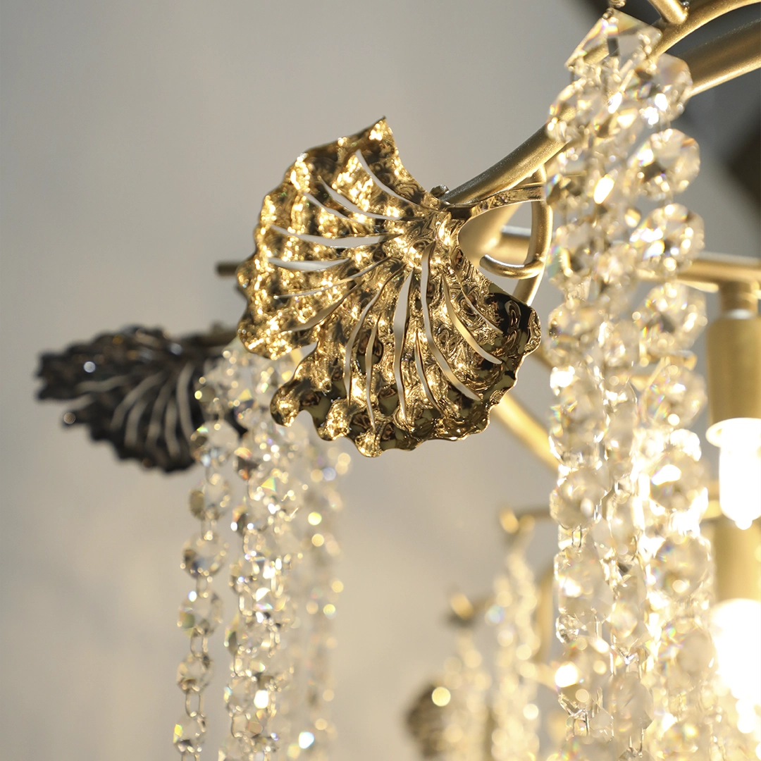/storage/Luxury brass chandelier– brass and crystal light inspired by vineyard landscapes, by Castro Lighting.