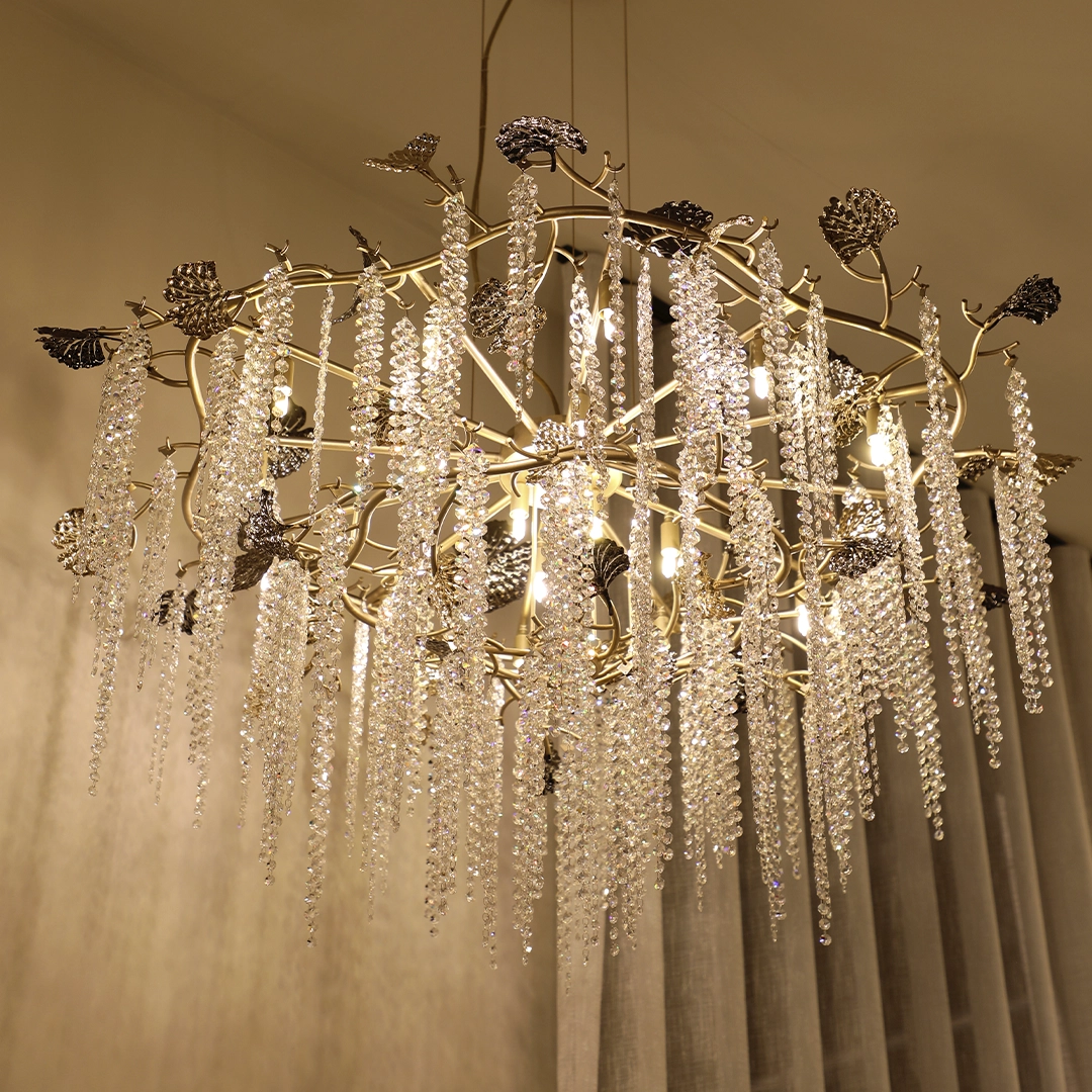 /storage/Luxury brass chandelier– brass and crystal light inspired by vineyard landscapes, by Castro Lighting.