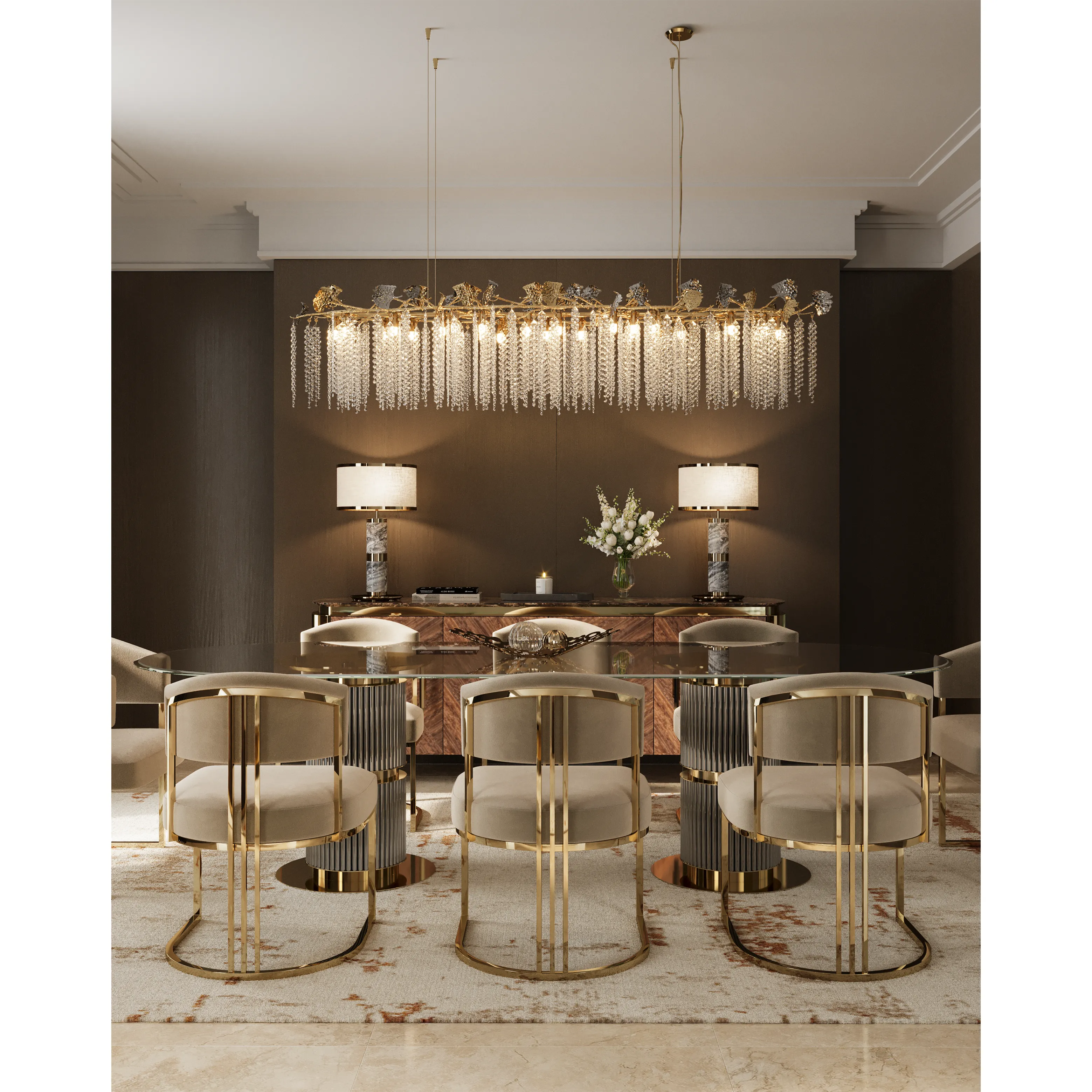 /storage/Luxury brass suspension snooker – brass and crystal light inspired by vineyard landscapes, by Castro Lighting.