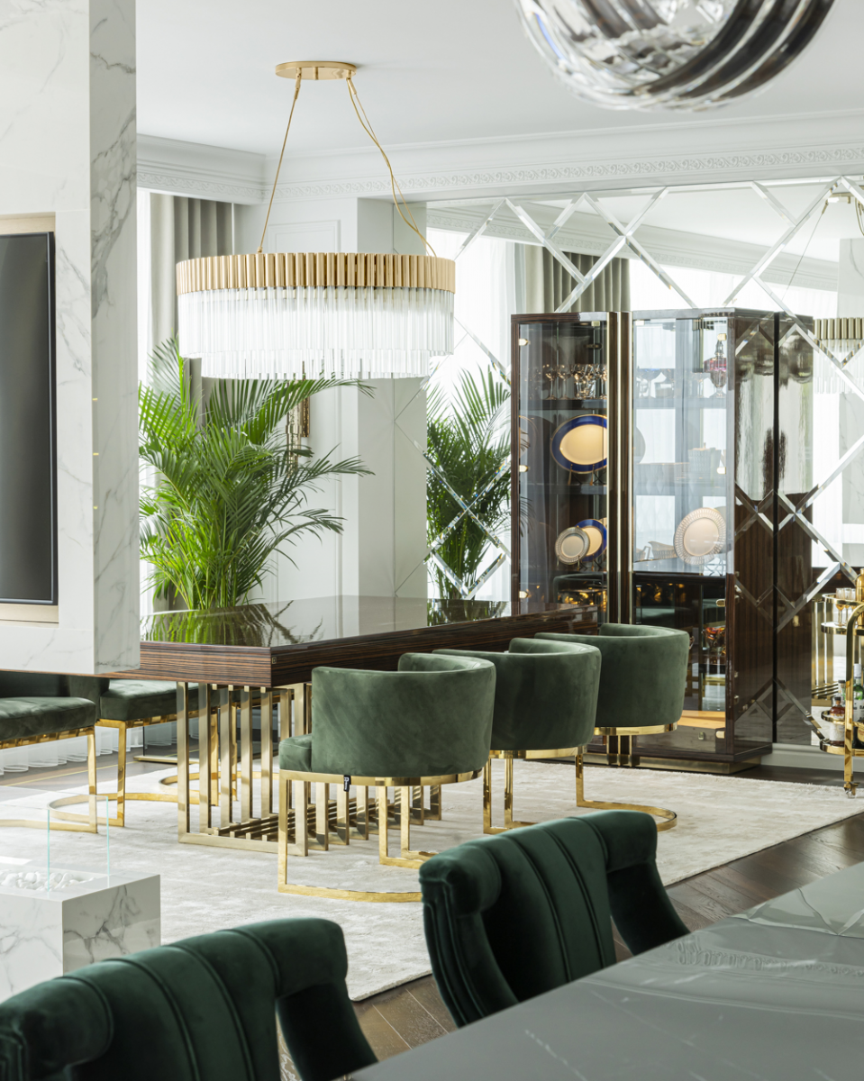 Interior design project by Cle de Maison featuring Arcade Suspension by Castro Lighting
