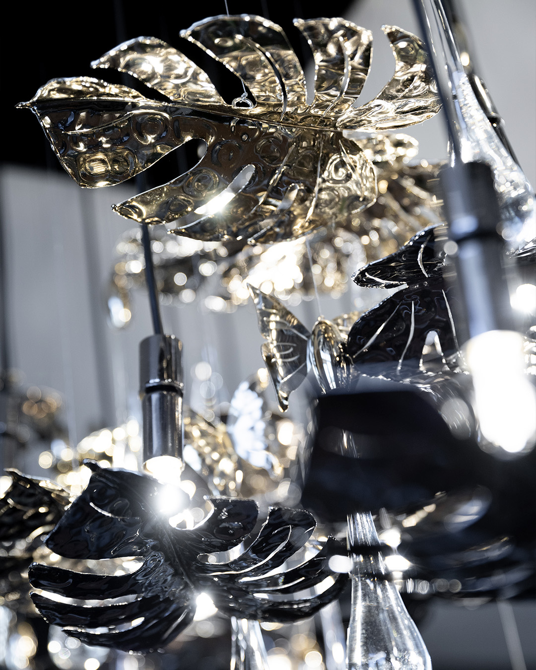 Rainforest Suspension transforming a Kyiv dining room with bespoke luxury lighting.