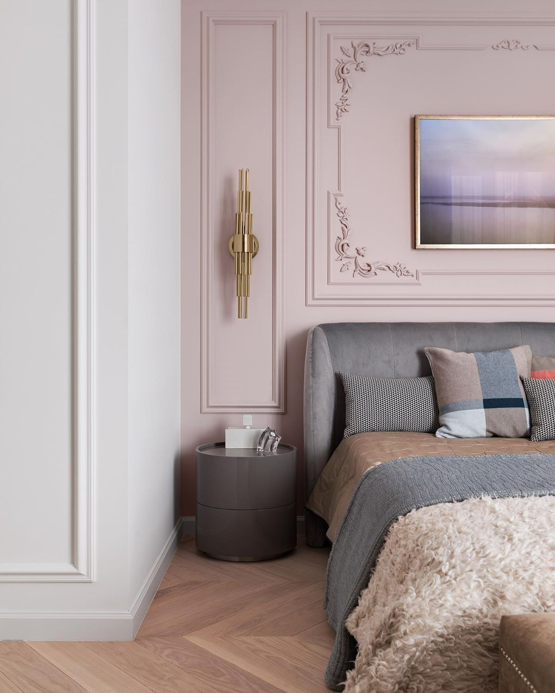Residential Interior Design, a luxurious project by Julia Baydyk, the founder of Alta Idea Design Studio featuring the Streamline Wall Lights by Castro Lighting